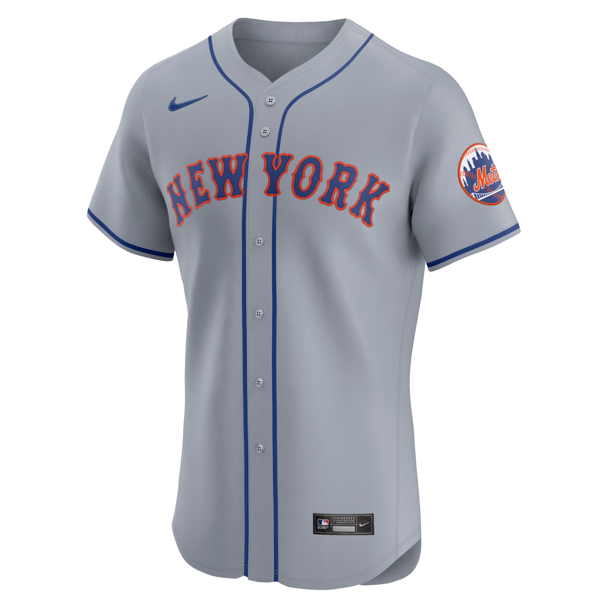Alternative view of Men's New York Mets Gray Road Vapor Premier Elite Patch Jersey 