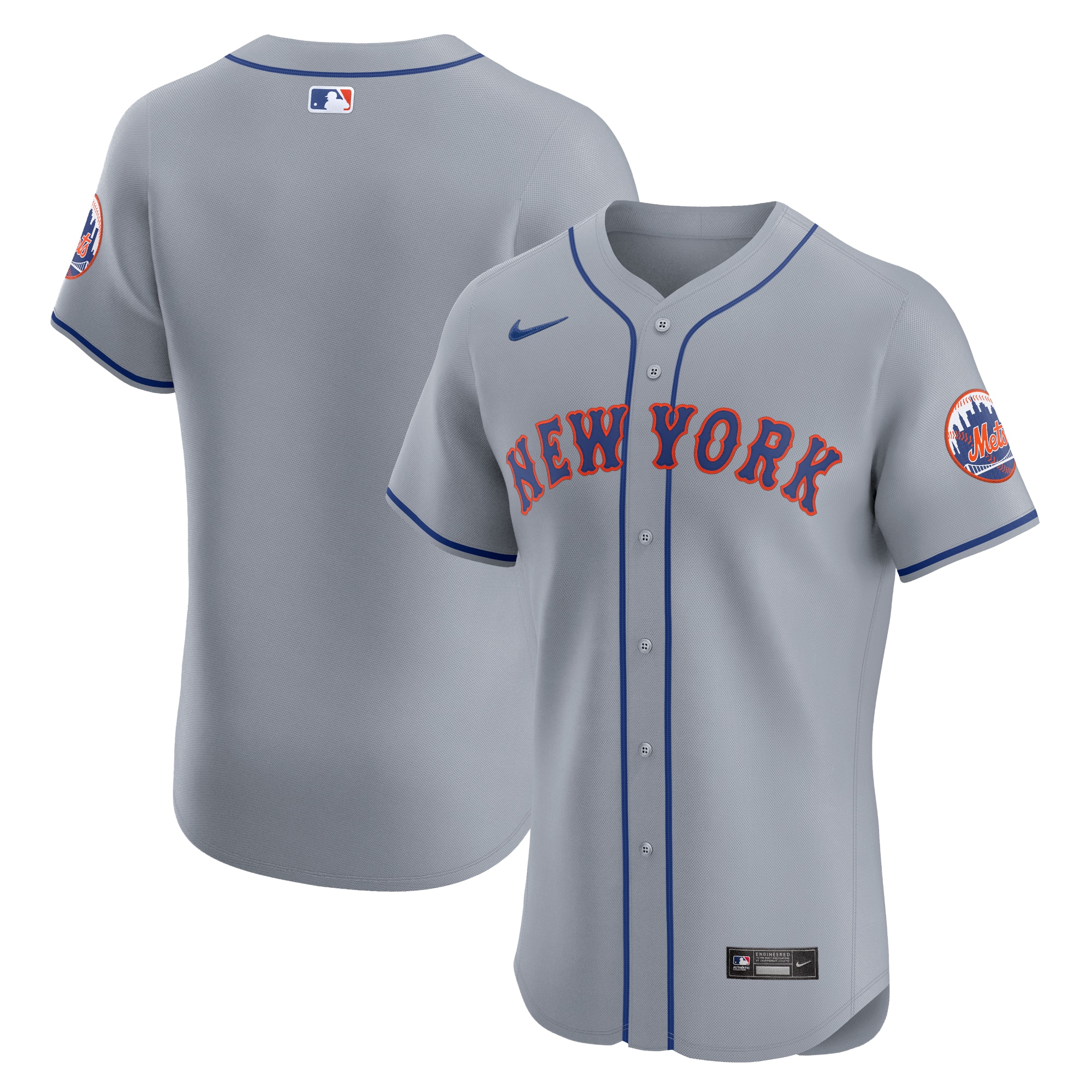 Men's New York Mets Gray Road Vapor Premier Elite Patch Jersey 