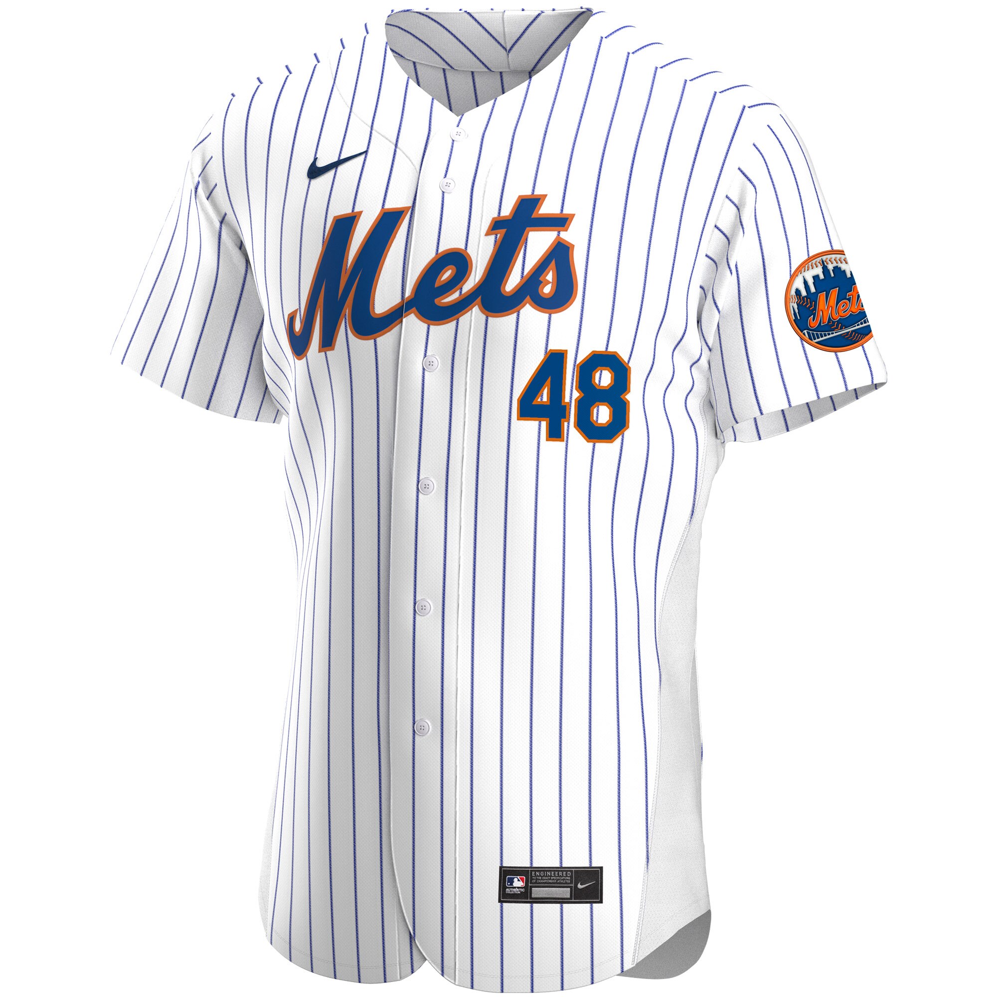 Alternative view of Men's New York Mets Jacob deGrom White Home Player Jersey 