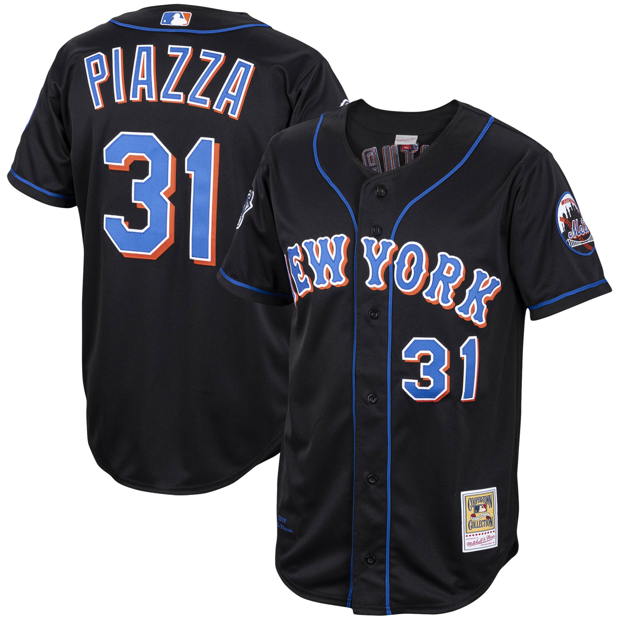 Men's New York Mets Mike Piazza Mitchell & Ness Black Alternate 2000 Cooperstown Collection Jersey 