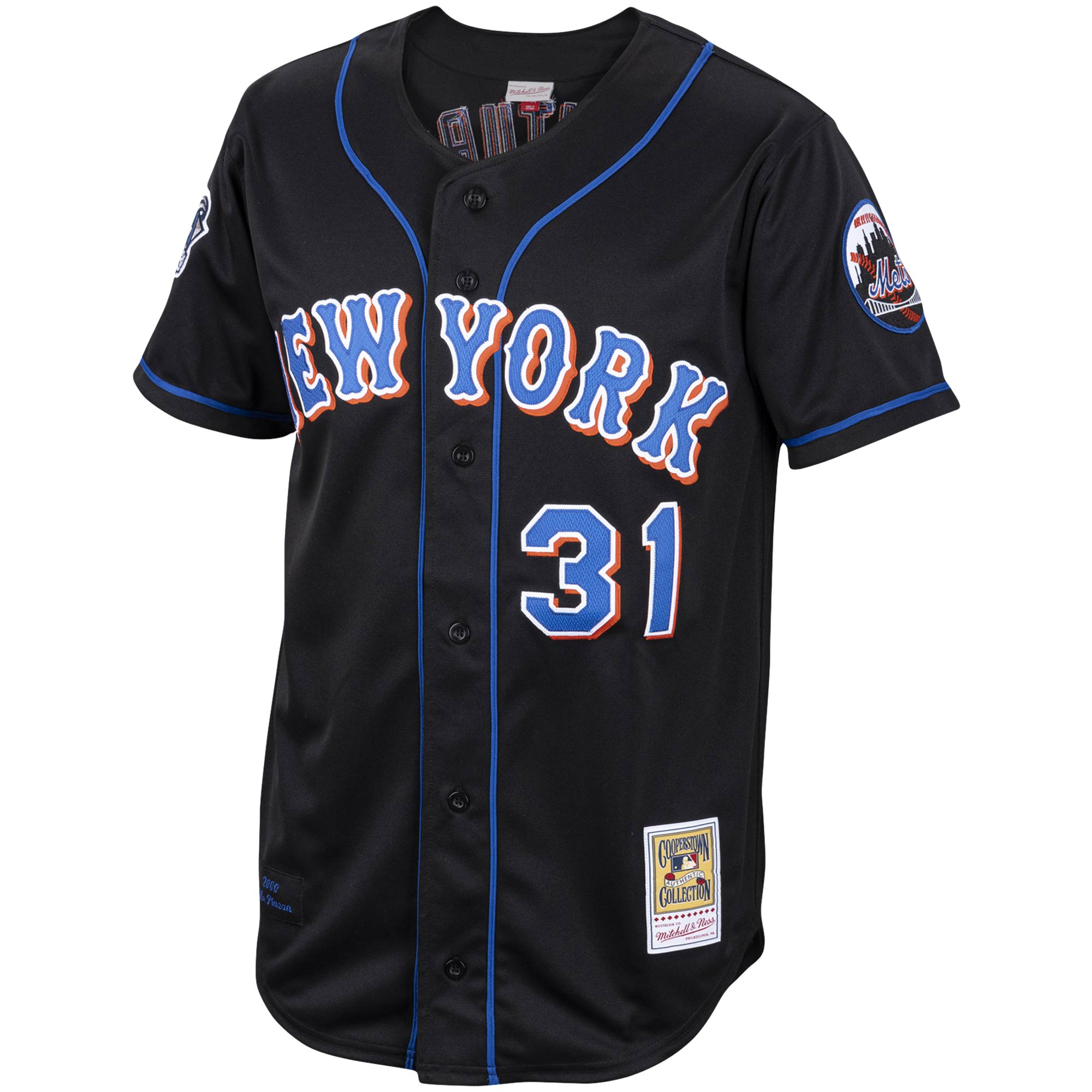 Alternative view of Men's New York Mets Mike Piazza Mitchell & Ness Black Alternate 2000 Cooperstown Collection Jersey 