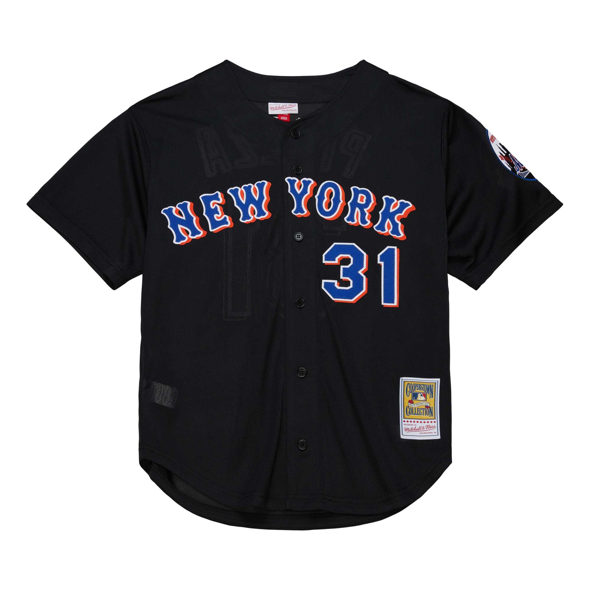 Alternative view of Men's New York Mets Mike Piazza Mitchell & Ness Black Cooperstown Collection 2000 Batting Practice Jersey 
