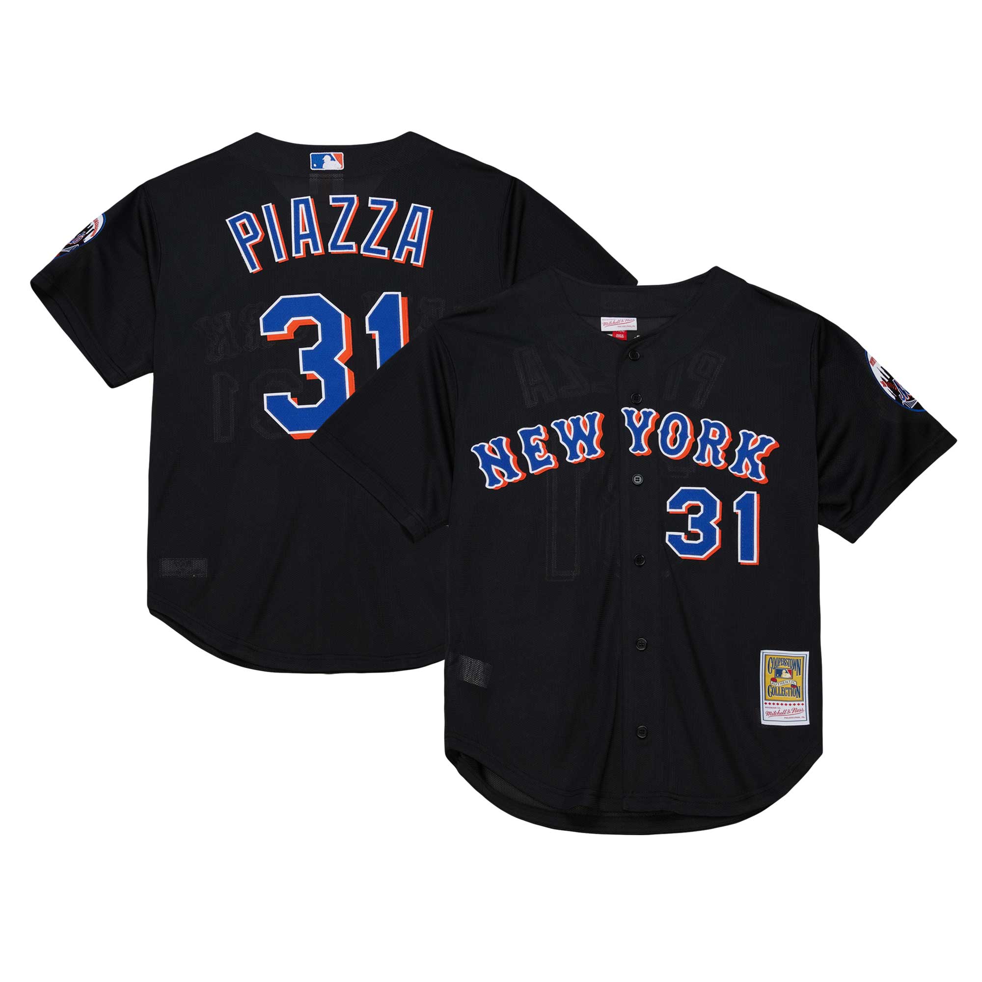 Men's New York Mets Mike Piazza Mitchell & Ness Black Cooperstown Collection 2000 Batting Practice Jersey 