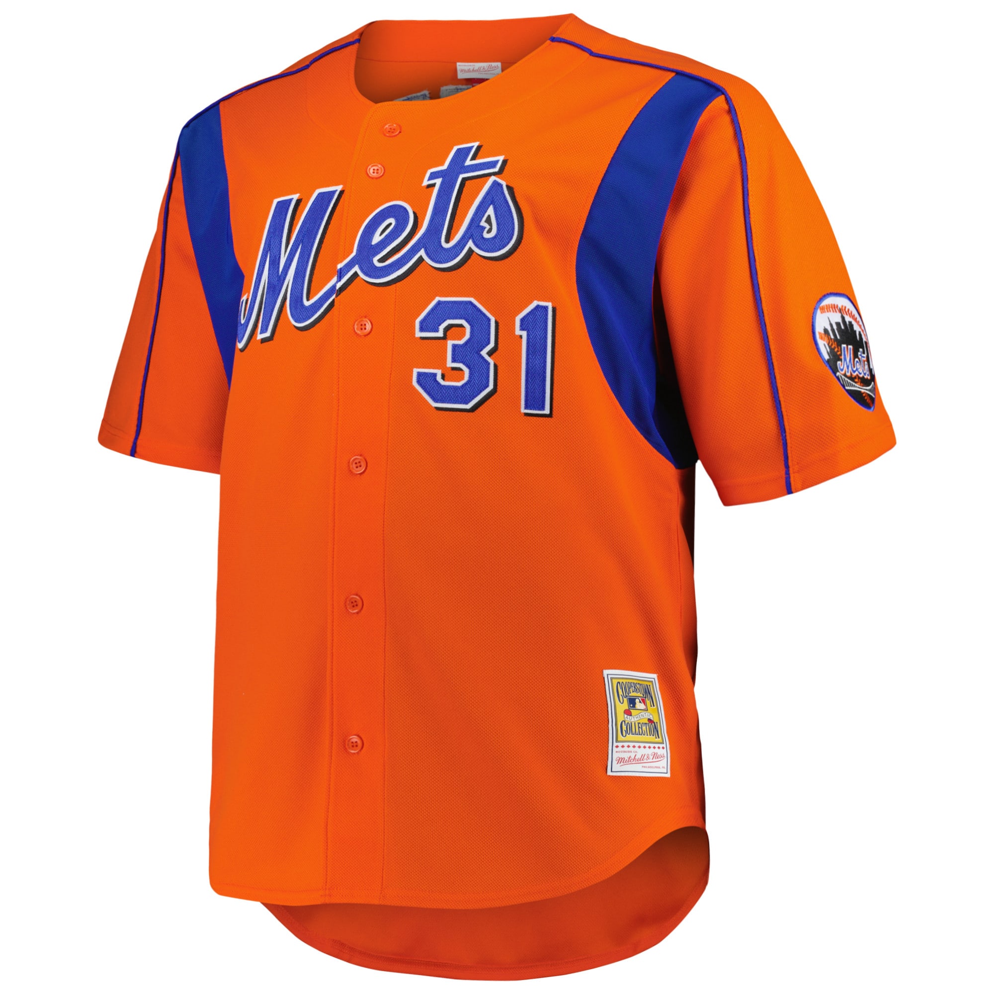 Alternative view of Men's New York Mets Mike Piazza Mitchell & Ness Orange Big & Tall Cooperstown Collection Mesh Batting Practice Jersey 