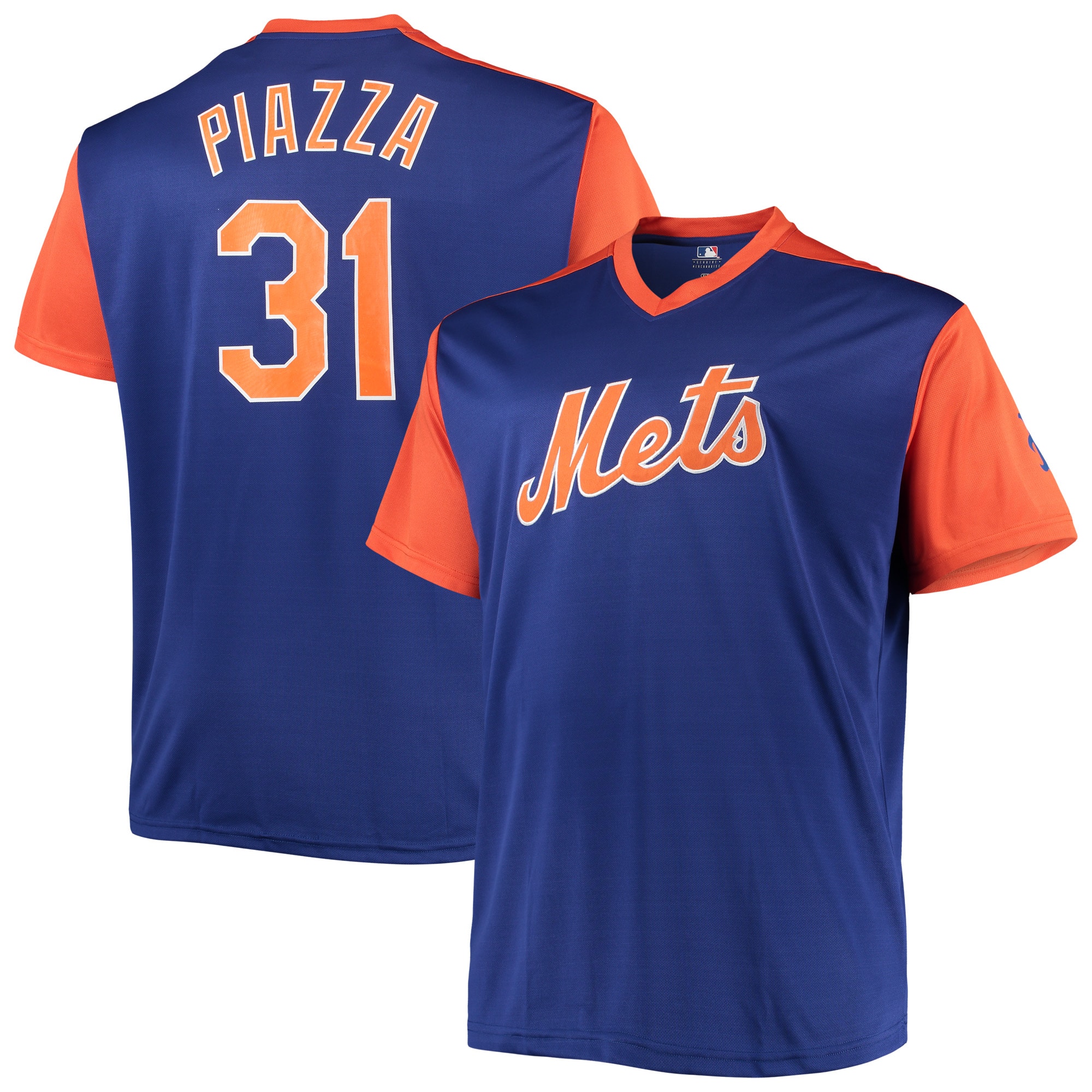 Men's New York Mets Mike Piazza Royal/Orange Cooperstown Collection Player Jersey 