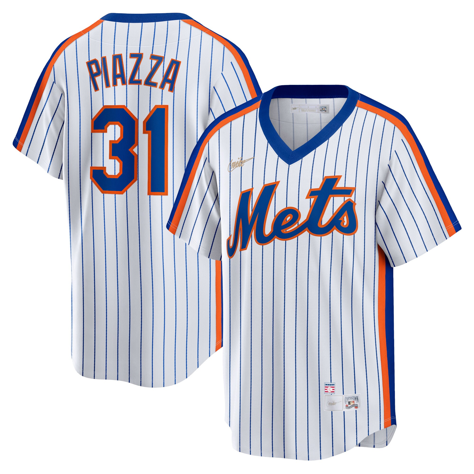 Men's New York Mets Mike Piazza White Home Cooperstown Collection Player Jersey 