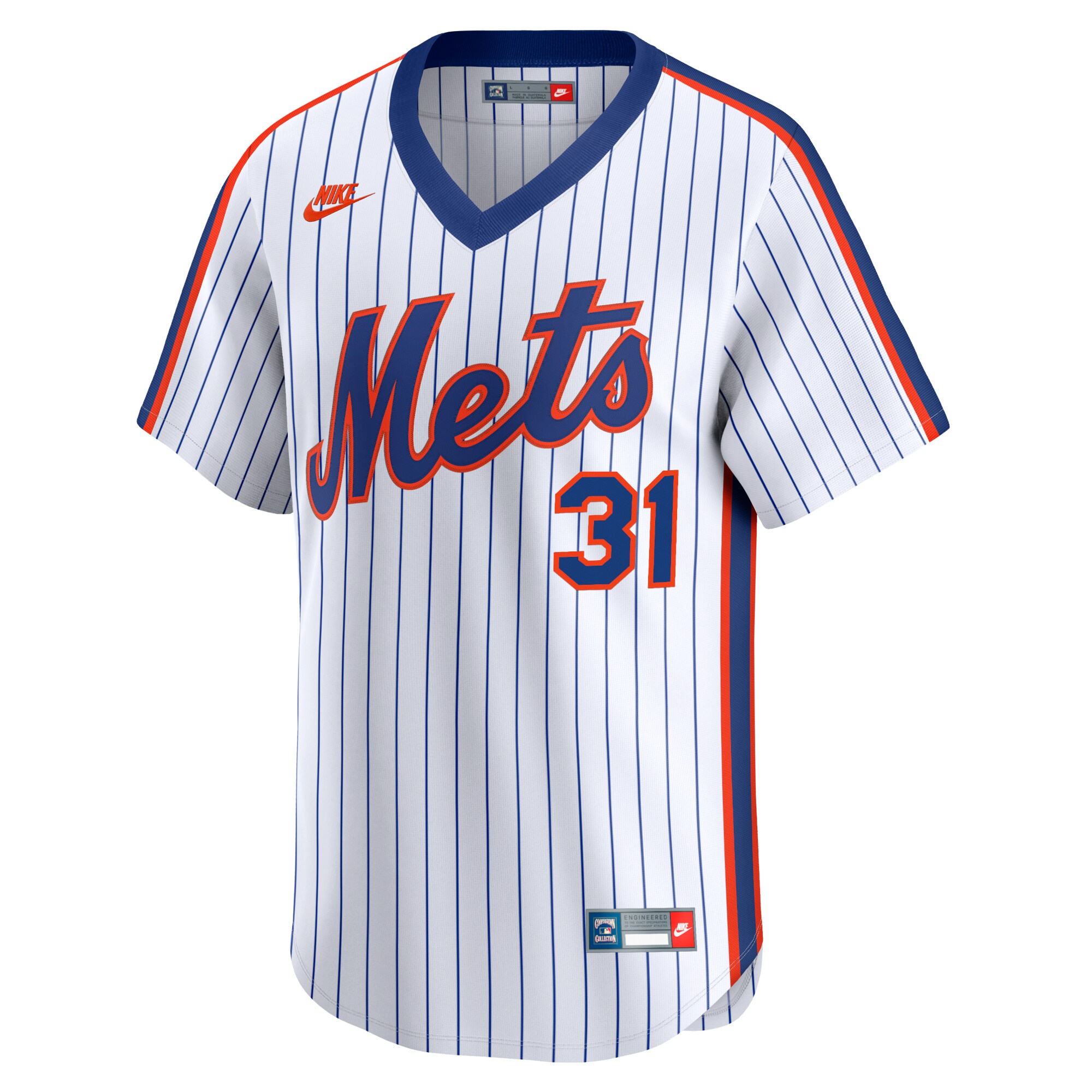 Alternative view of Men's New York Mets Mike Piazza White Throwback Cooperstown Limited Jersey 