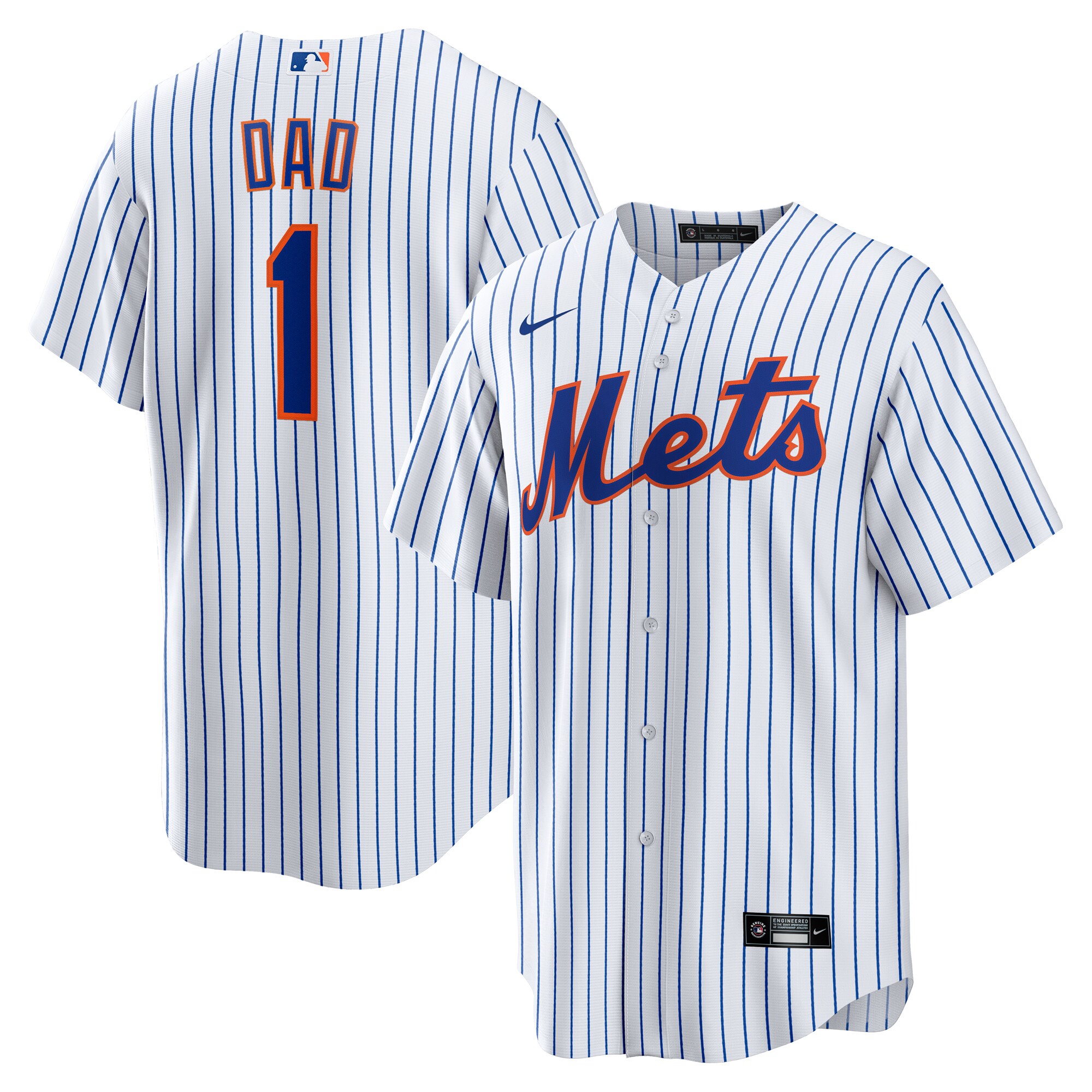 Men's New York Mets White #1 Dad Home Jersey 