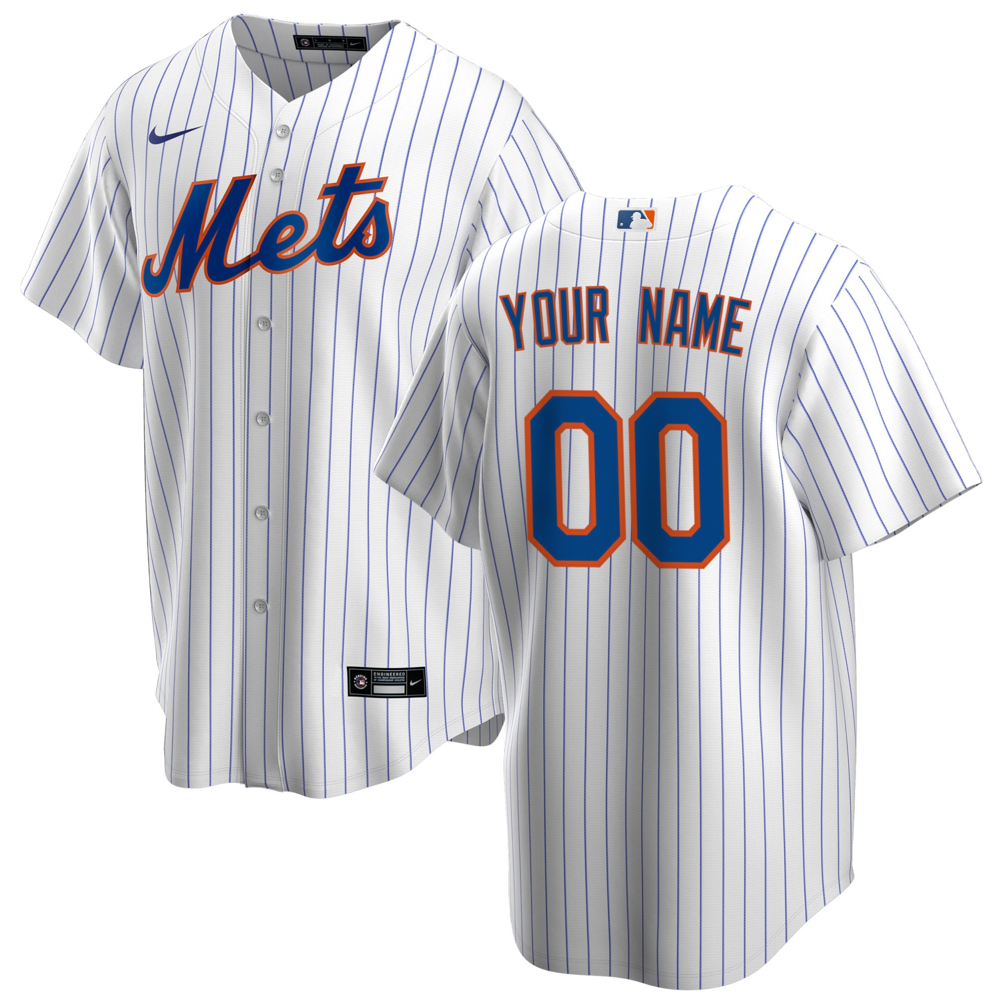 Men's New York Mets White Home Custom Jersey 