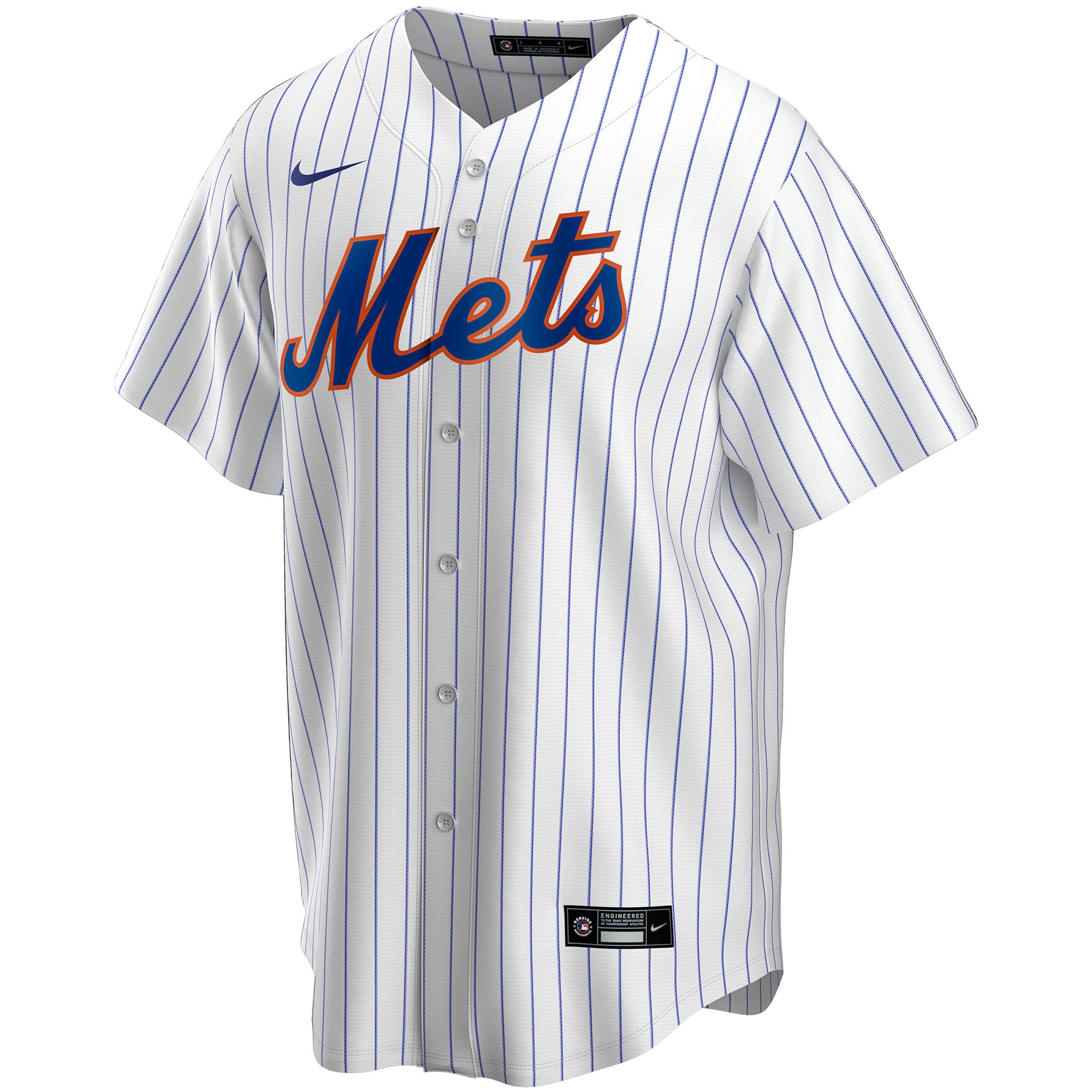 Alternative view of Men's New York Mets White Home Custom Jersey 