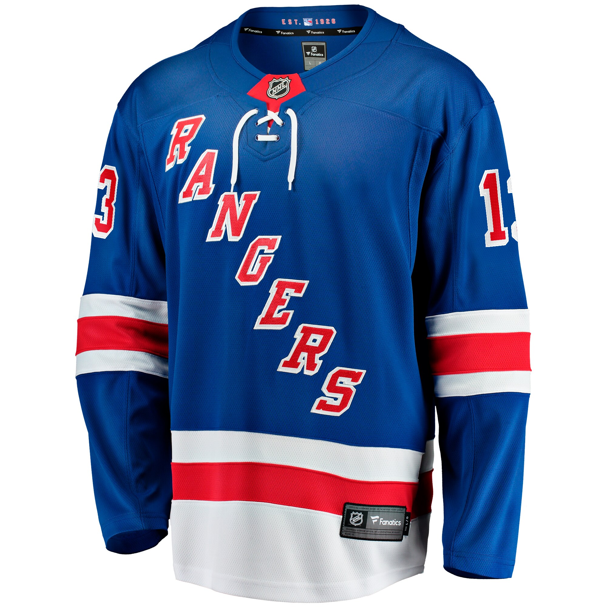 Alternative view of Men's New York Rangers Alexis Lafreniere Blue Home Breakaway Jersey - JS362 