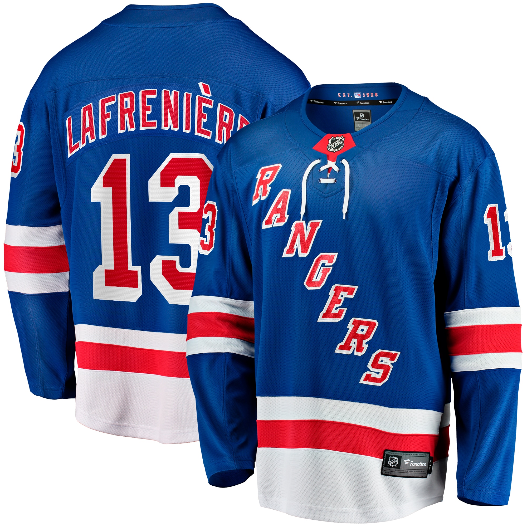 Men's New York Rangers Alexis Lafreniere Blue Home Breakaway Jersey - JS362 