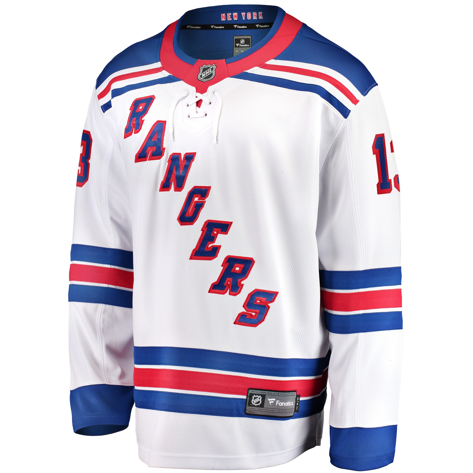 Alternative view of Men's New York Rangers Alexis Lafreniere White Away Premier Breakaway Player Jersey - JS457 