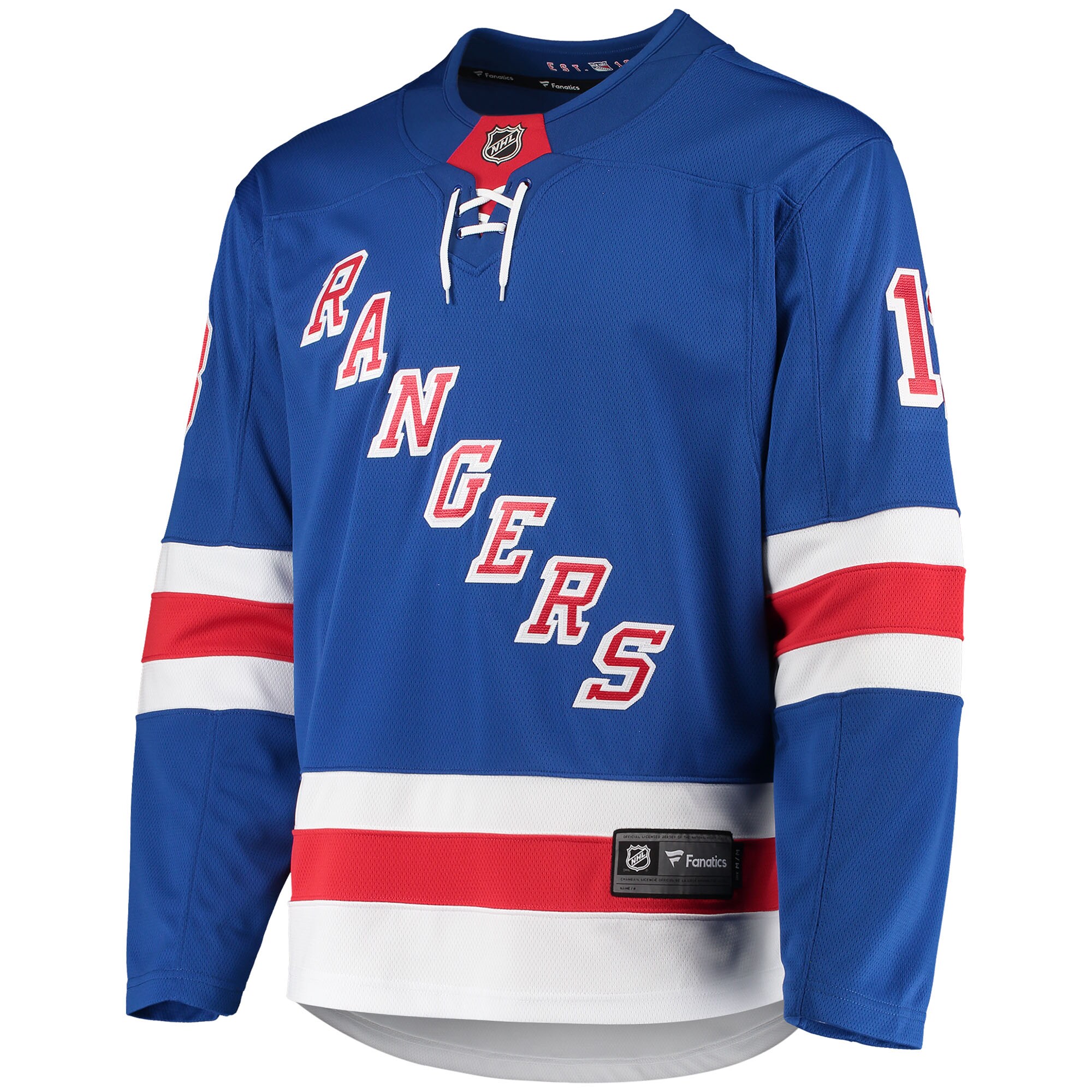 Alternative view of Men's New York Rangers Alexis Lafrenière Blue Premier Breakaway Player Jersey - JS751 
