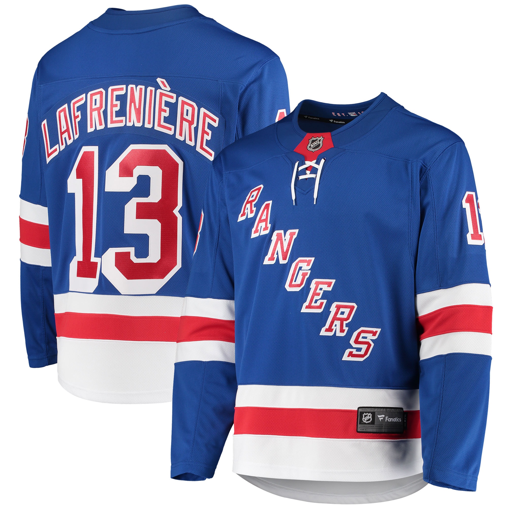 Men's New York Rangers Alexis Lafrenière Blue Premier Breakaway Player Jersey - JS751 