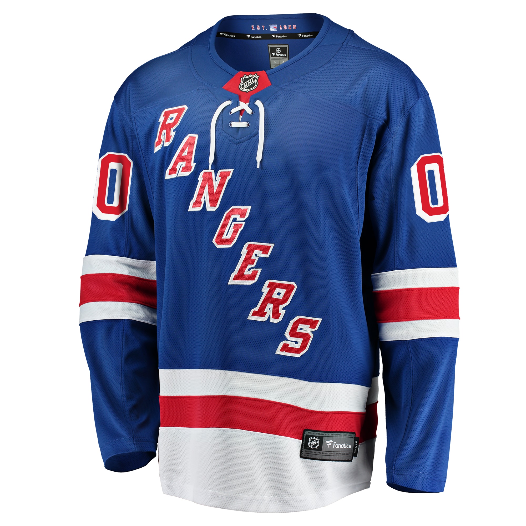 Alternative view of Men's New York Rangers Blue Home Breakaway Custom Jersey - JS245 