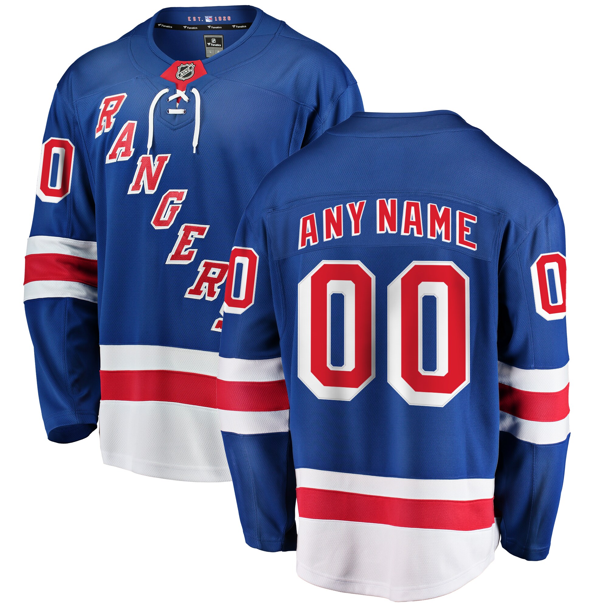 Men's New York Rangers Blue Home Breakaway Custom Jersey - JS245 