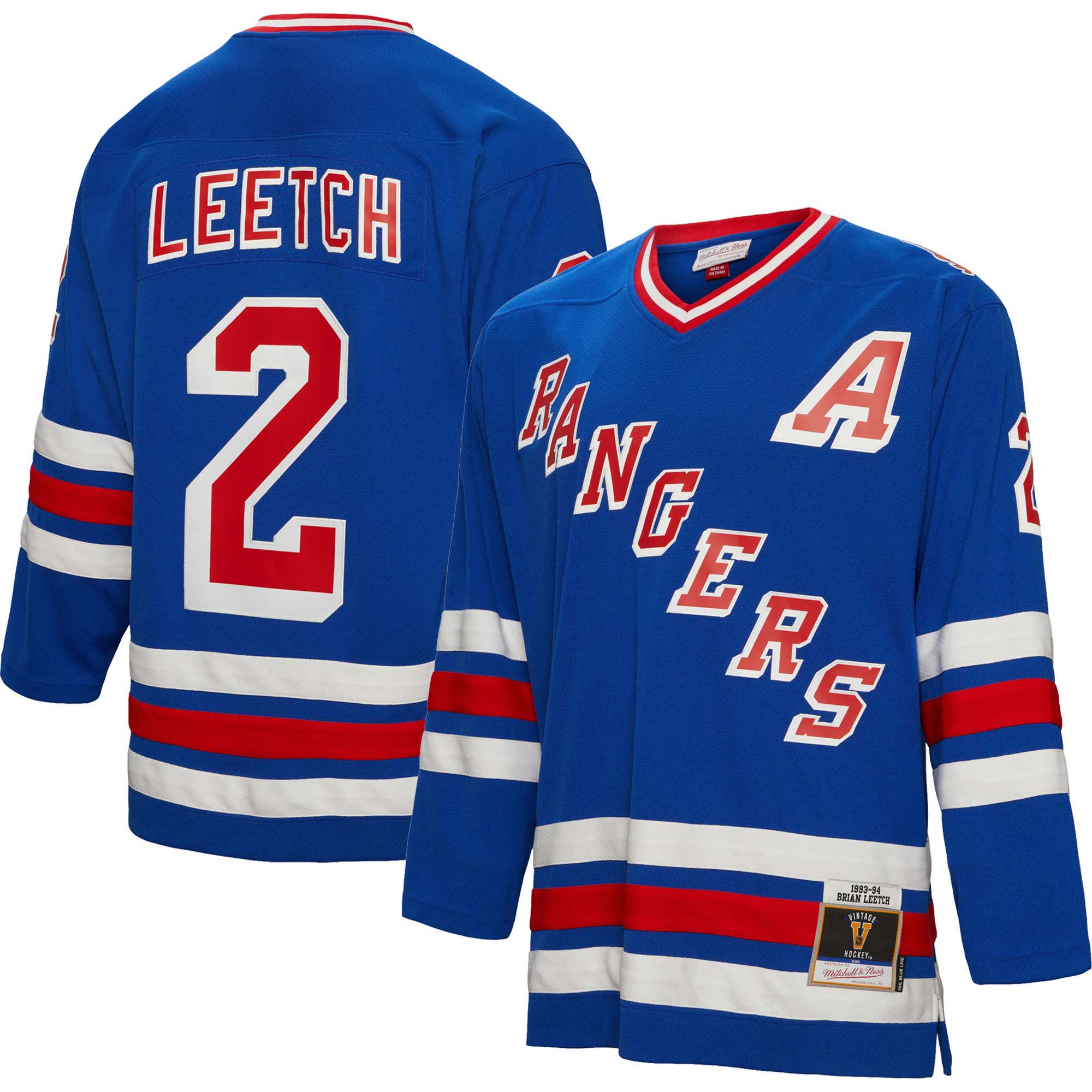 Men's New York Rangers Brian Leetch Mitchell & Ness Blue Alternate Captain Patch 1993/94 Blue Line Player Jersey - JS157 
