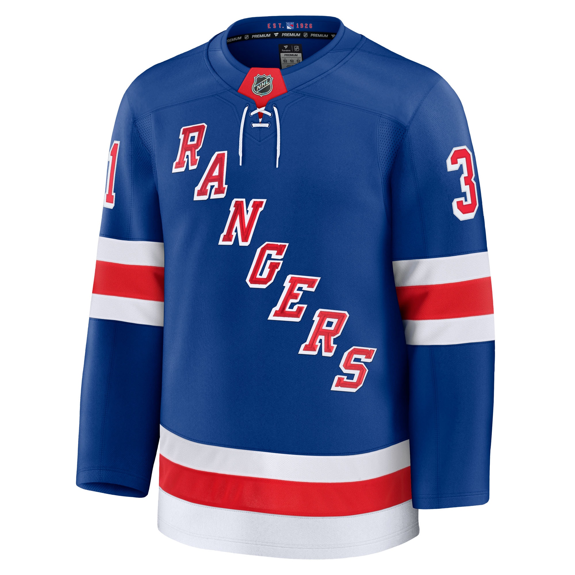 Alternative view of Men's New York Rangers Igor Shesterkin Blue Home Premium Jersey - JS575 