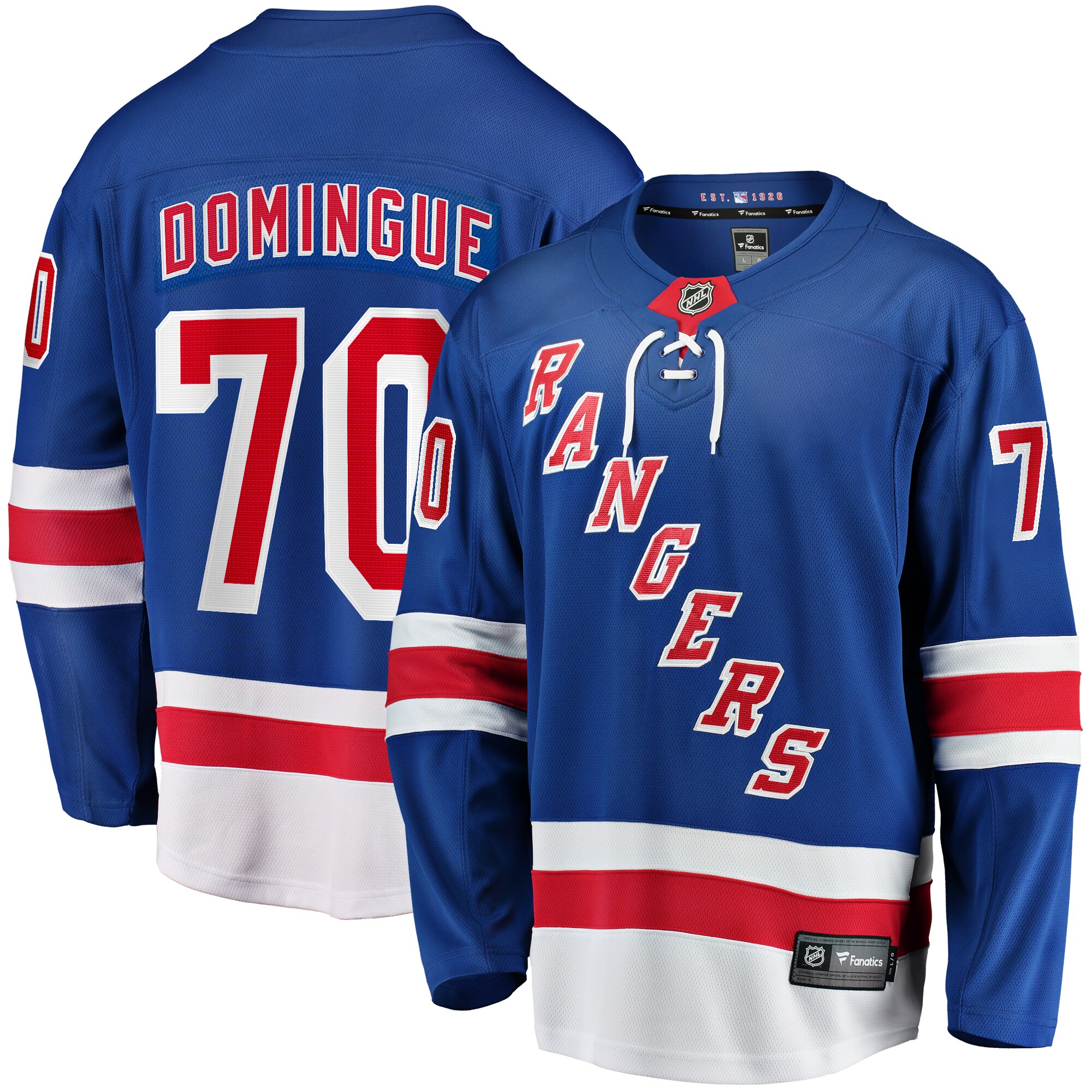 Men's New York Rangers Louis Domingue Blue Home Breakaway Jersey - JS701 