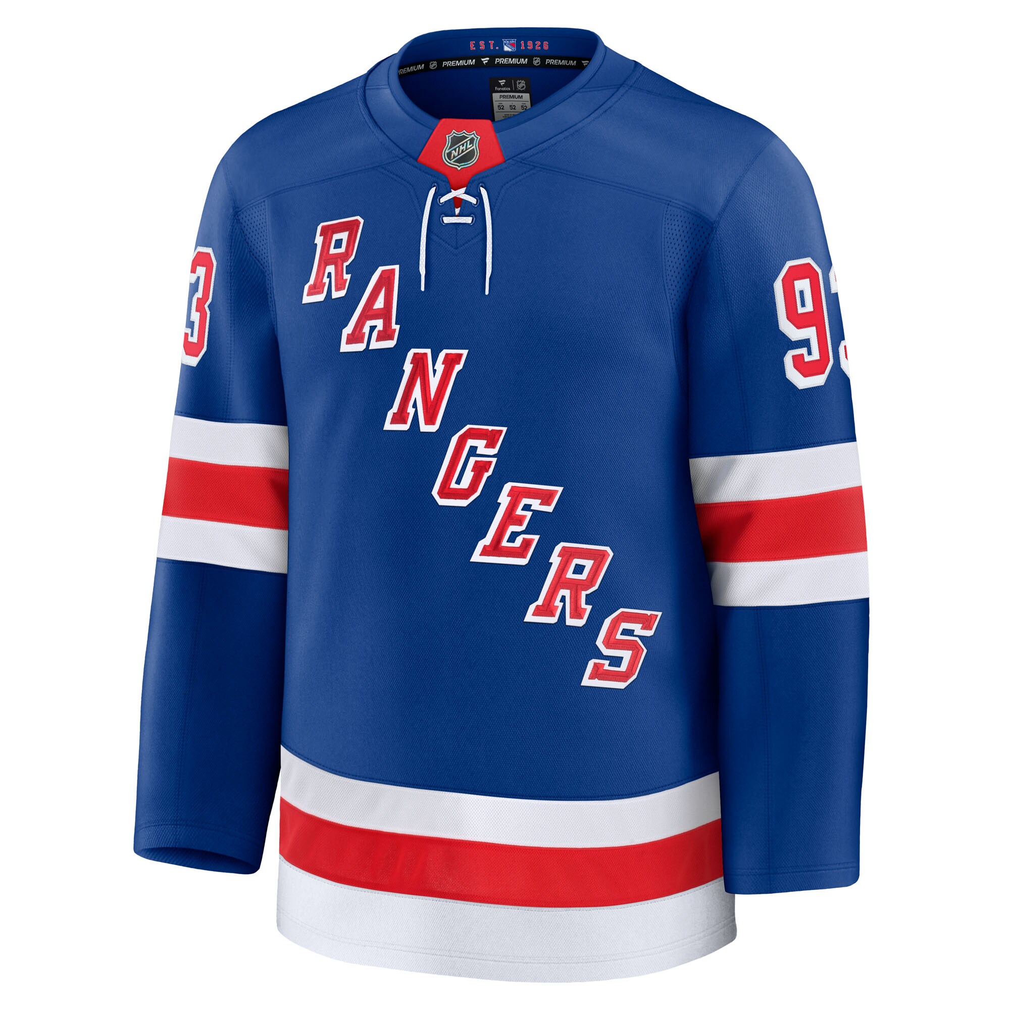 Alternative view of Men's New York Rangers Mika Zibanejad Blue Home Premium Jersey - JS141 