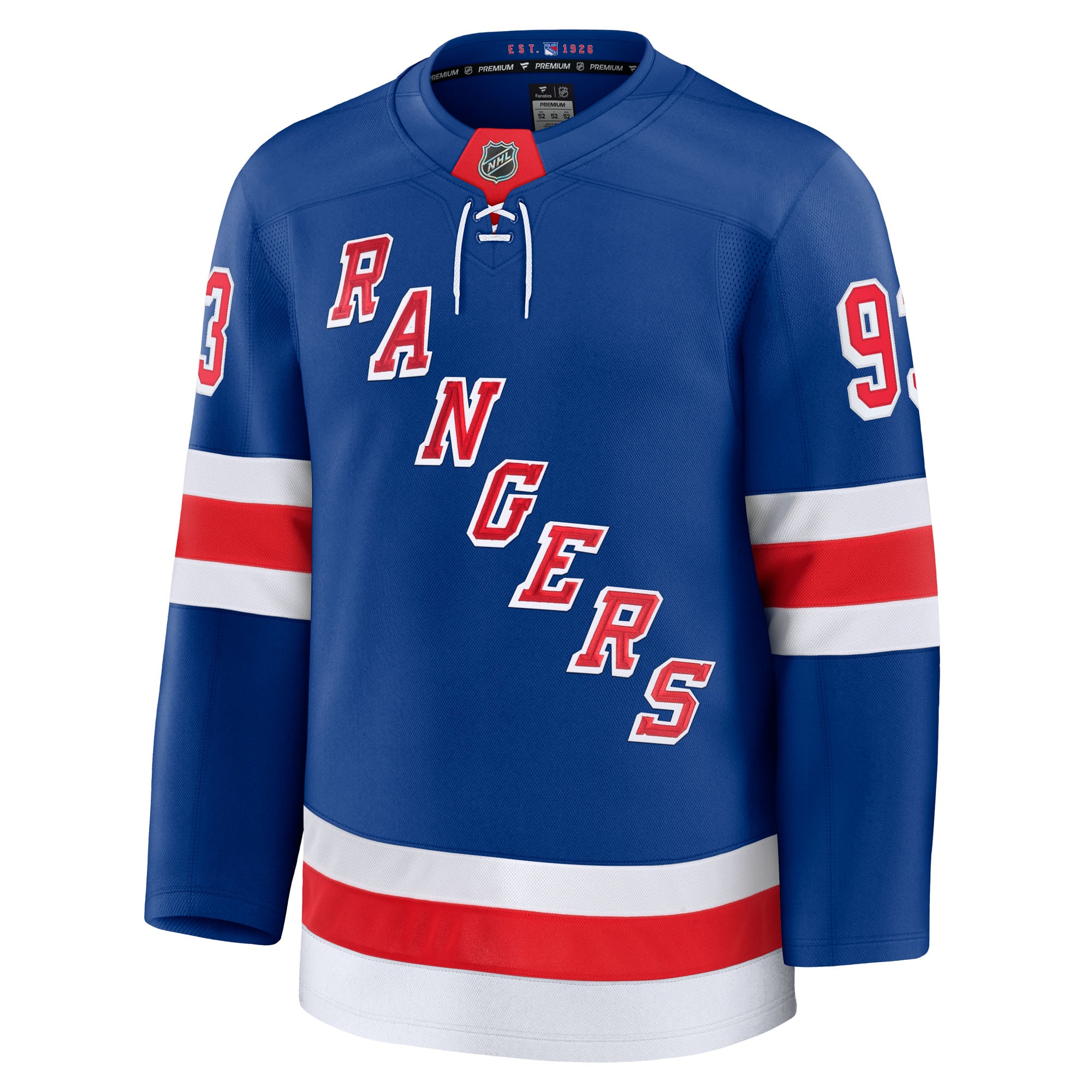 Alternative view of Men's New York Rangers Mika Zibanejad Blue Home Premium Jersey - JS278 