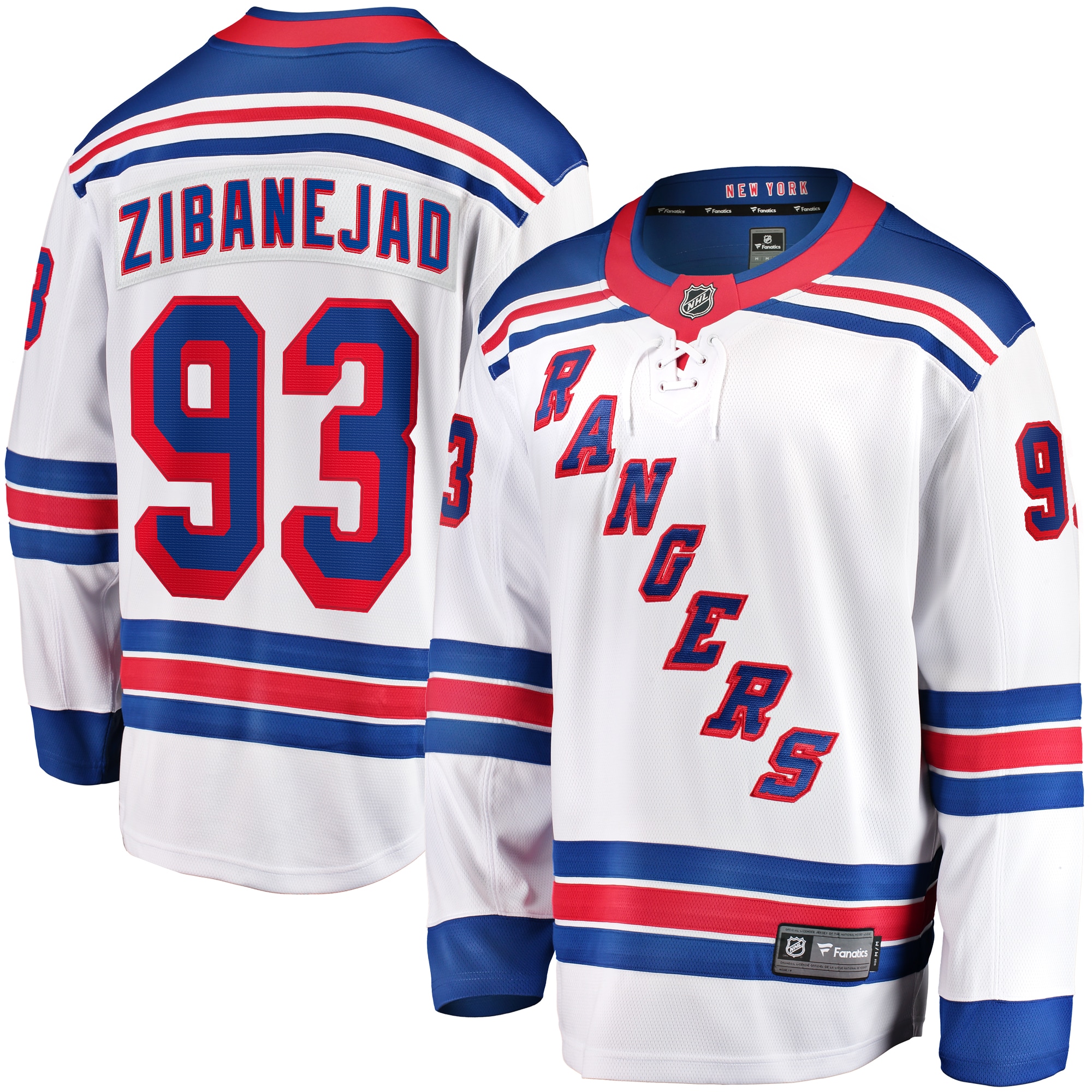 Men's New York Rangers Mika Zibanejad White Away Premier Breakaway Player Jersey - JS804 