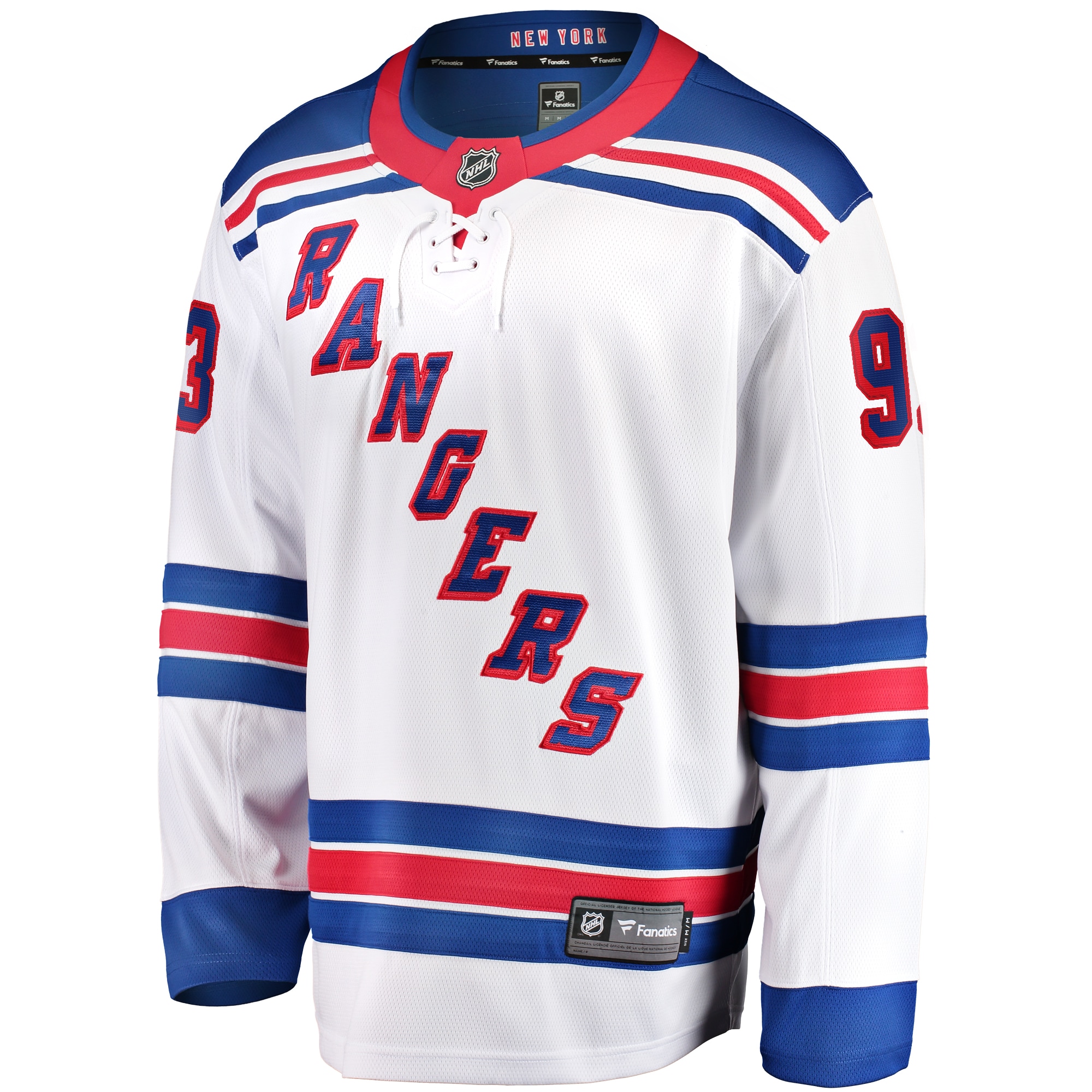 Alternative view of Men's New York Rangers Mika Zibanejad White Away Premier Breakaway Player Jersey - JS804 