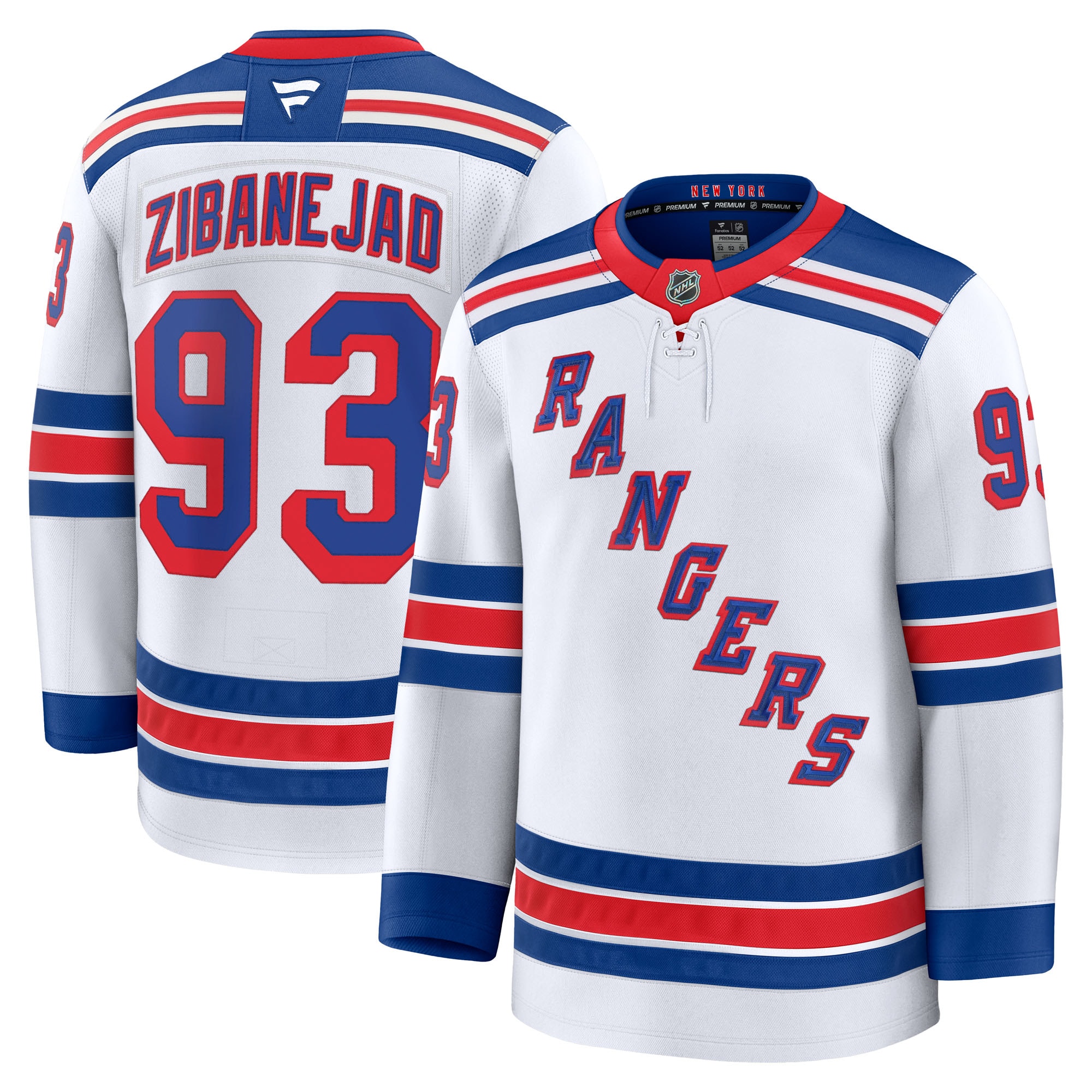 Men's New York Rangers Mika Zibanejad White Away Premium Jersey - JS617 