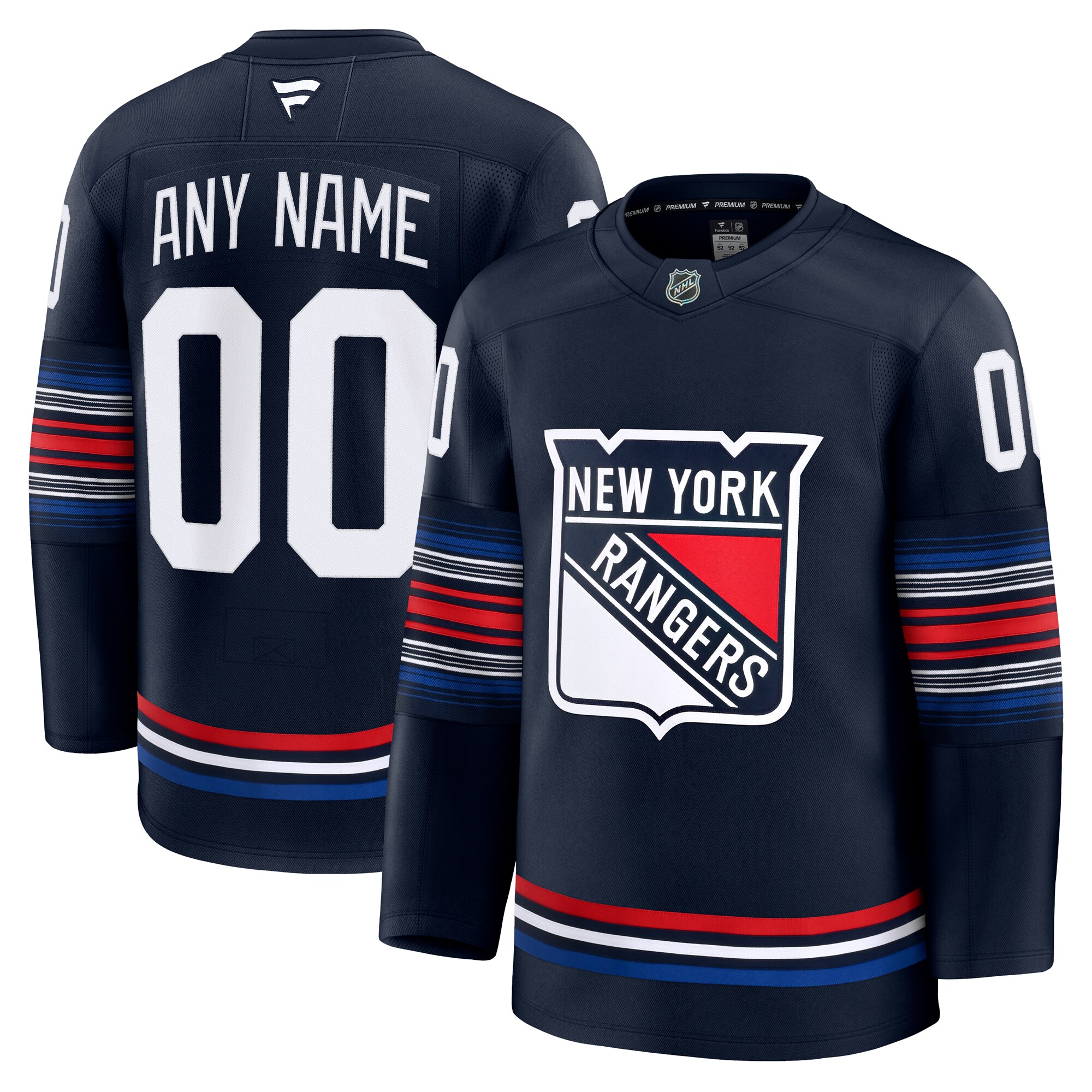 Men's New York Rangers Navy Alternate Premium Custom Jersey - JS396 