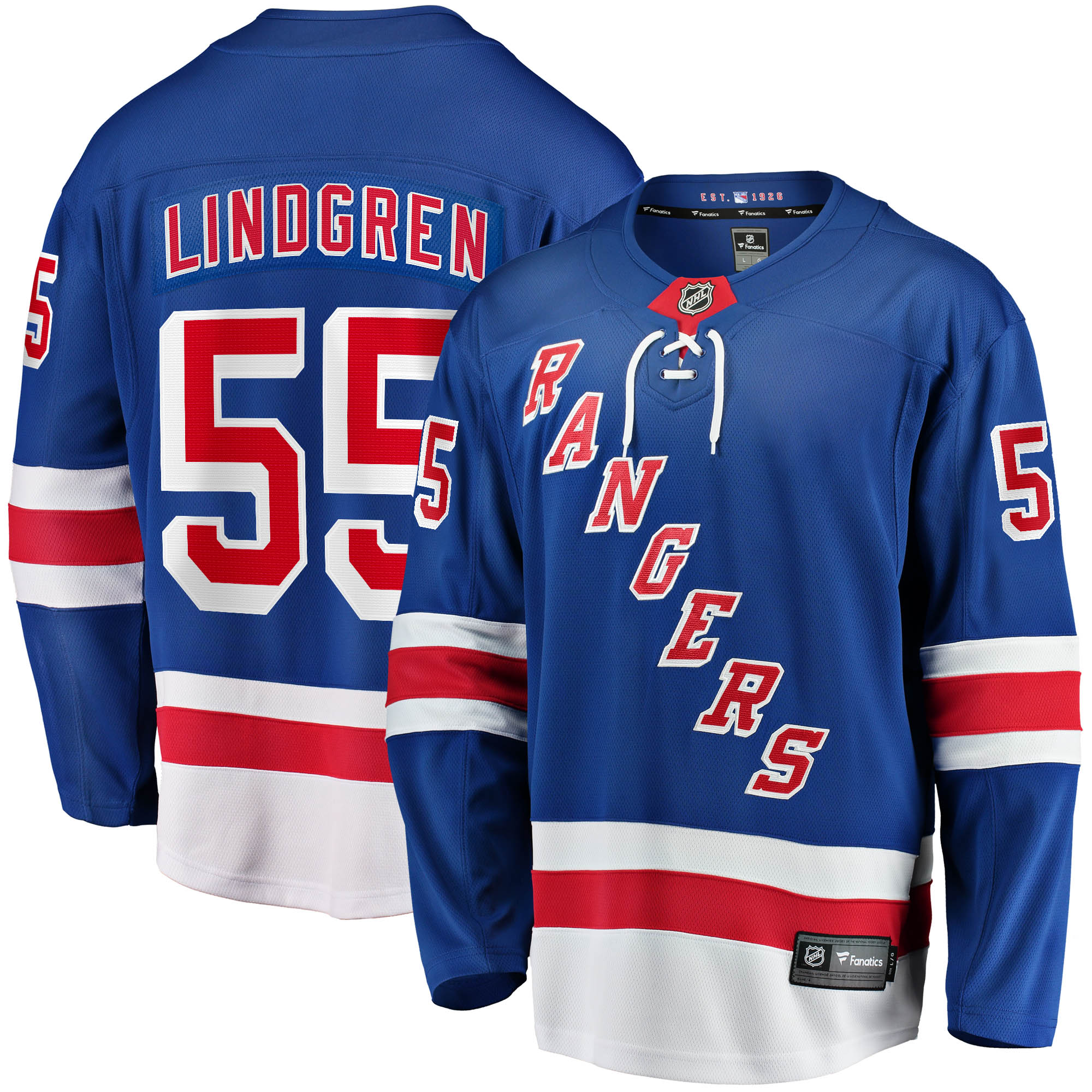 Men's New York Rangers Ryan Lindgren Blue Home Breakaway Jersey - JS449 