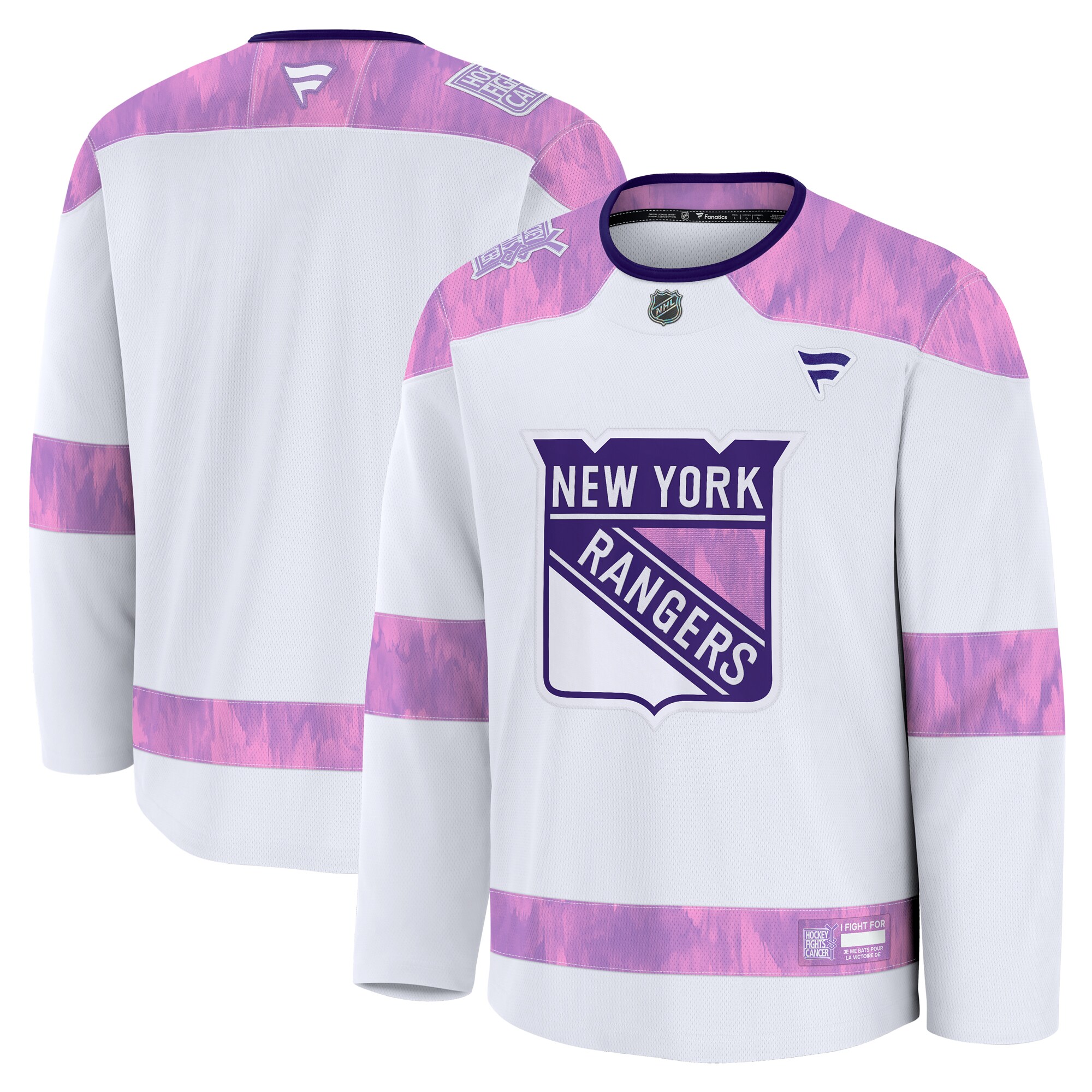 Men's New York Rangers White 2024 Hockey Fights Cancer Practice Jersey - JS648 