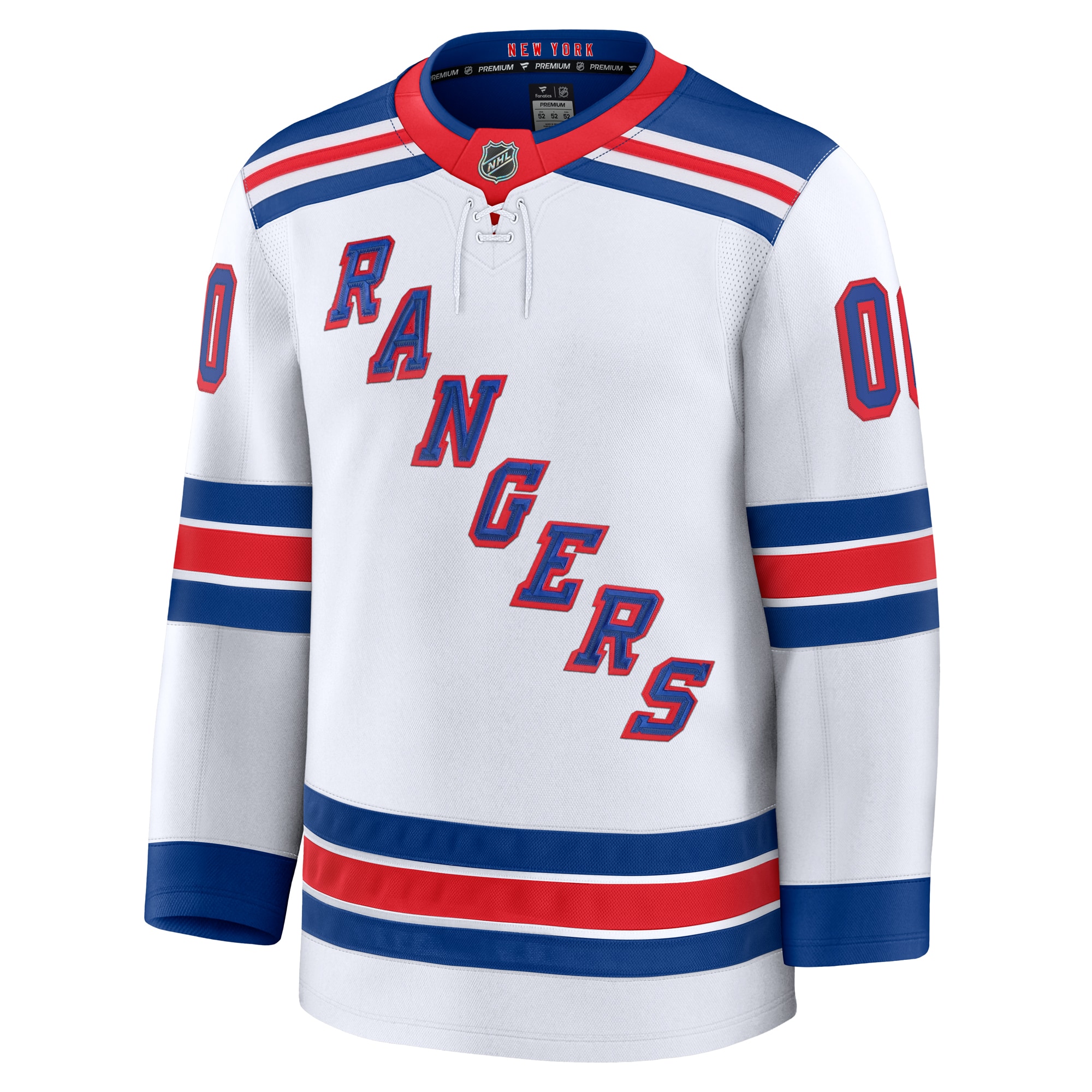 Alternative view of Men's New York Rangers White Away Premium Custom Jersey - JS417 