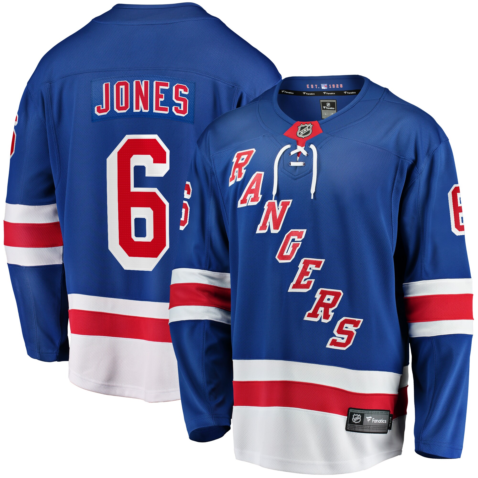 Men's New York Rangers Zac Jones Blue Home Premier Breakaway Player Jersey - JS476 