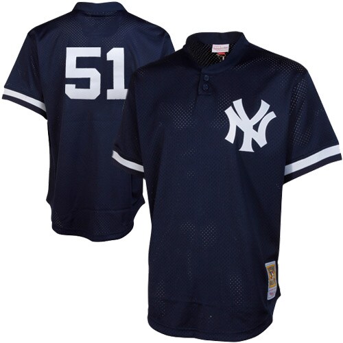 Men's New York Yankees Bernie Williams Mitchell & Ness Navy Cooperstown Mesh Batting Practice Jersey 