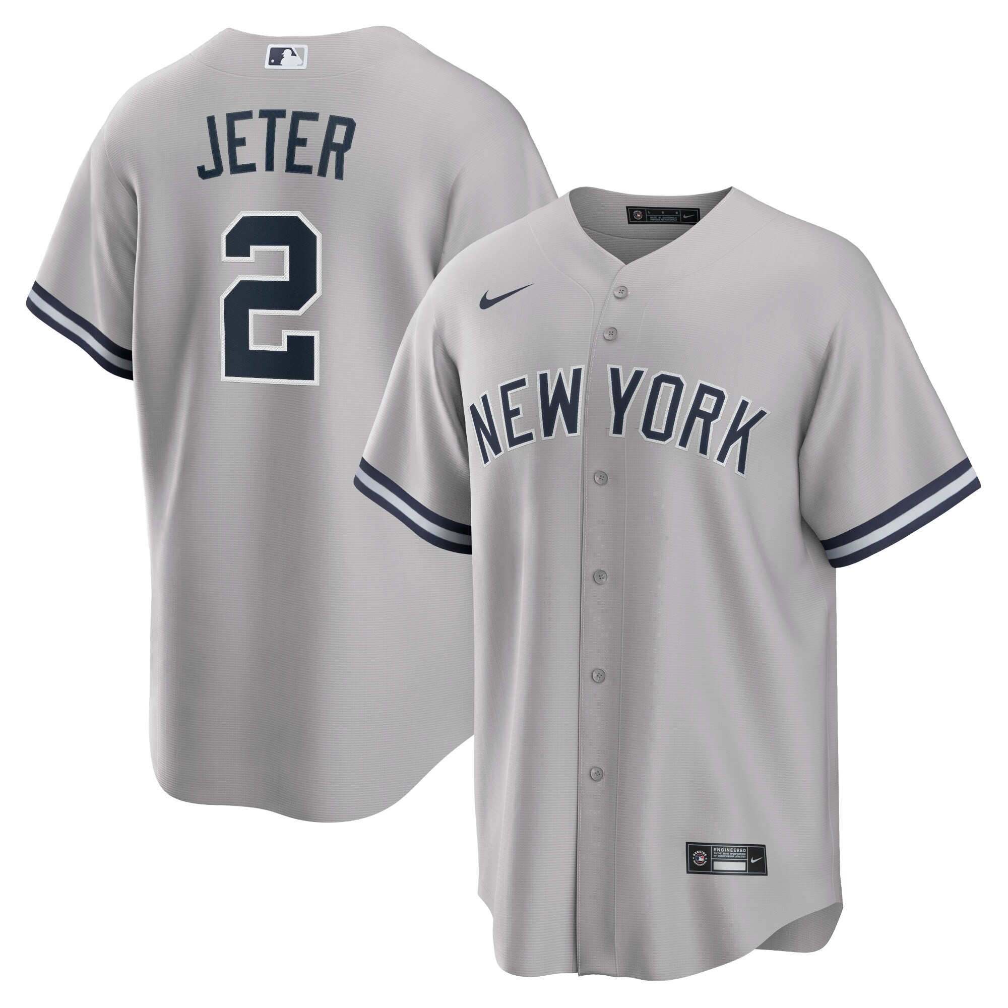 Men's New York Yankees Derek Jeter Gray Big & Tall Road Player Jersey 