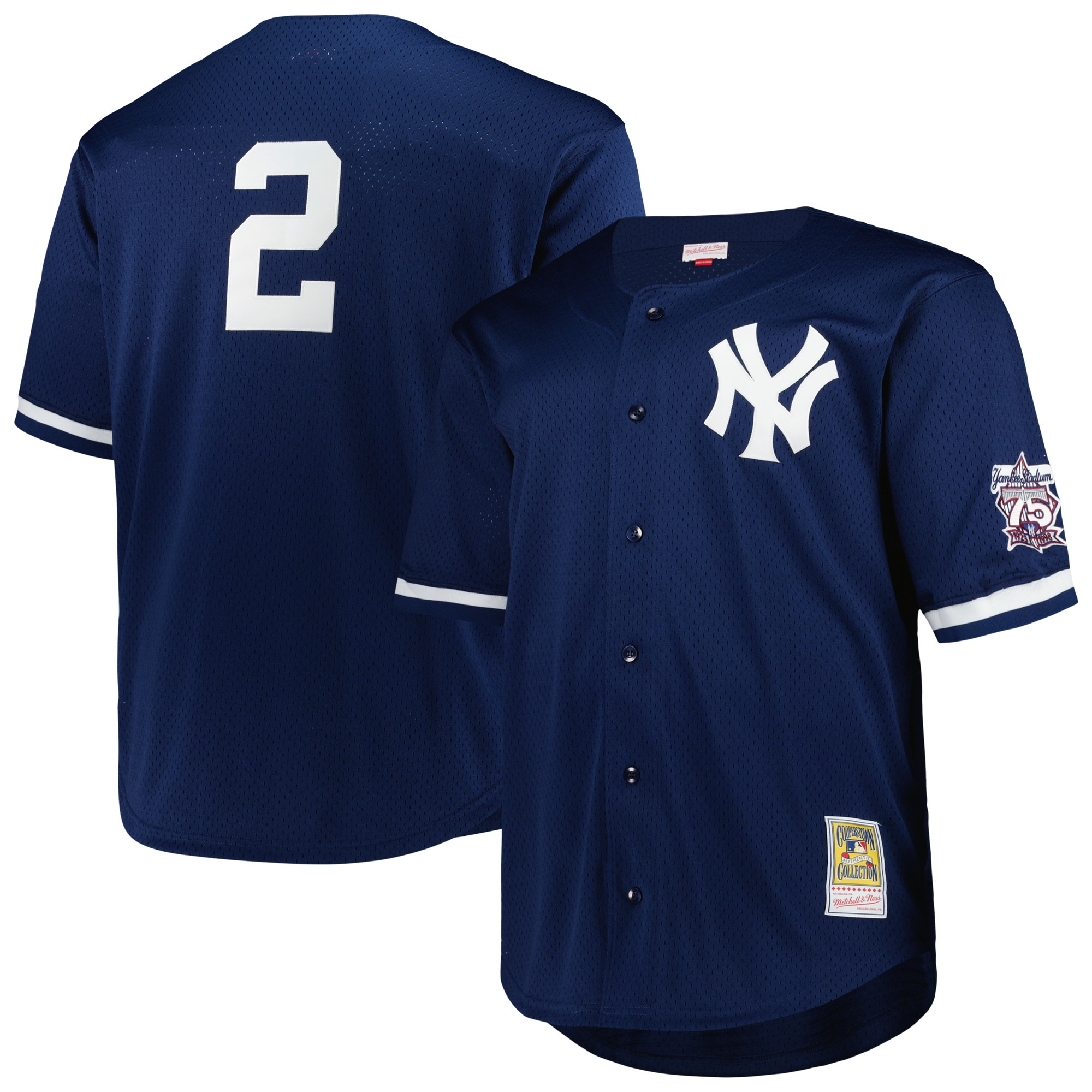 Men's New York Yankees Derek Jeter Mitchell & Ness Navy Big & Tall Cooperstown Collection Mesh Batting Practice Jersey 
