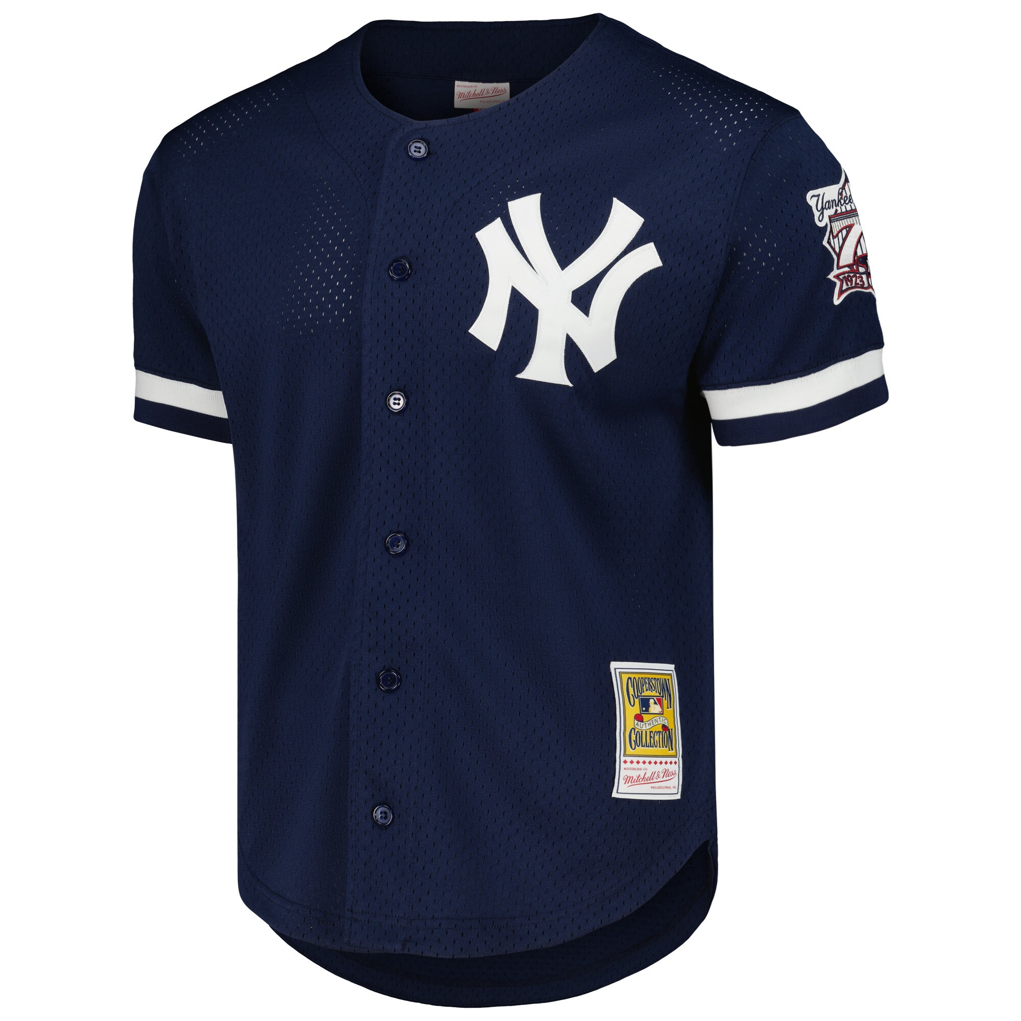 Alternative view of Men's New York Yankees Derek Jeter Mitchell & Ness Navy Cooperstown Collection Mesh Batting Practice Button-Up Jersey 