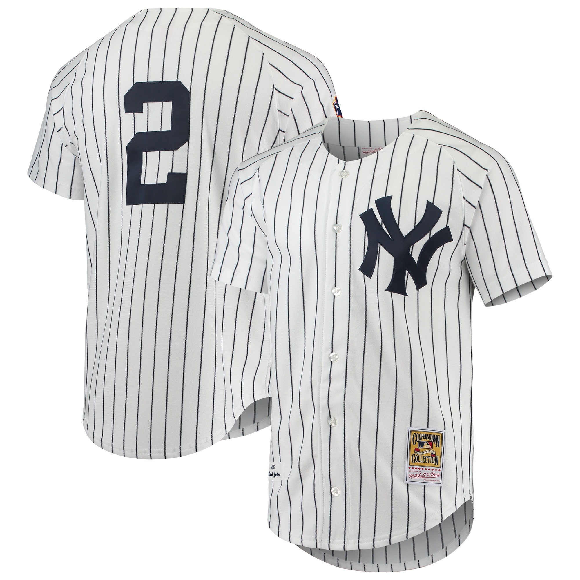 Men's New York Yankees Derek Jeter Mitchell & Ness White 1997 Cooperstown Collection Jersey 