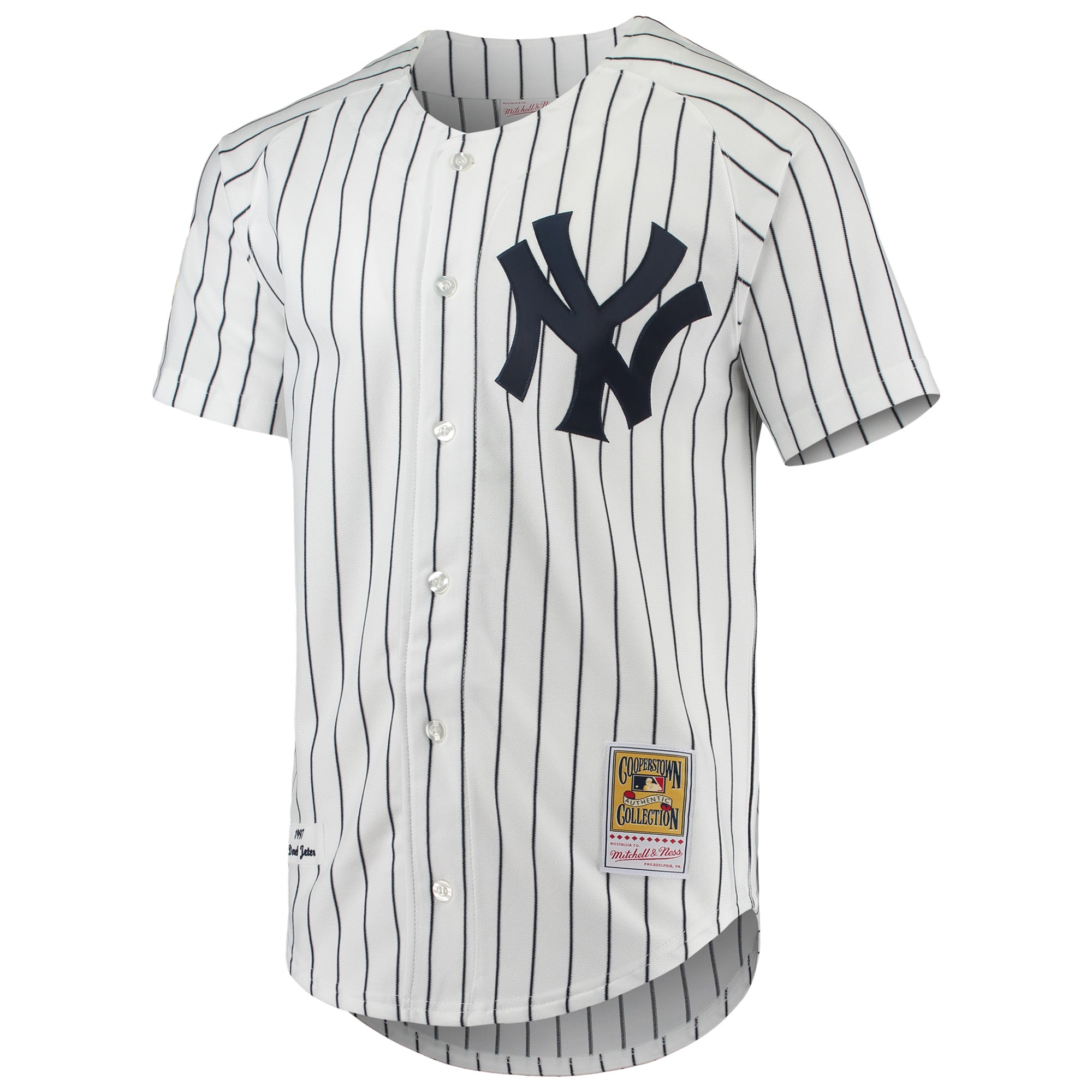 Alternative view of Men's New York Yankees Derek Jeter Mitchell & Ness White 1997 Cooperstown Collection Jersey 