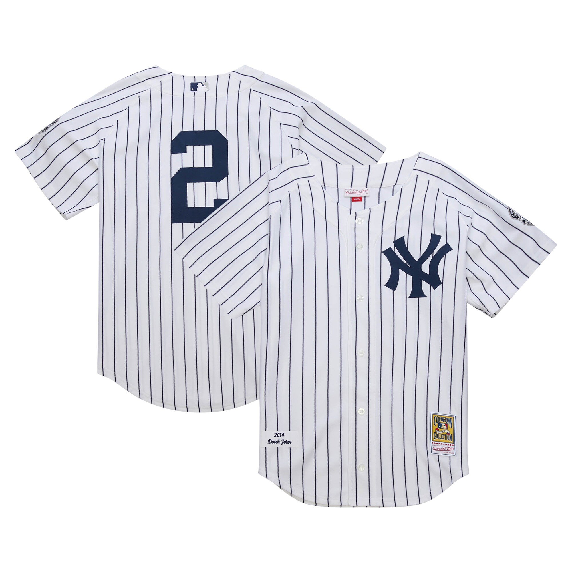 Men's New York Yankees Derek Jeter Mitchell & Ness White 2014 Cooperstown Collection Throwback Jersey 