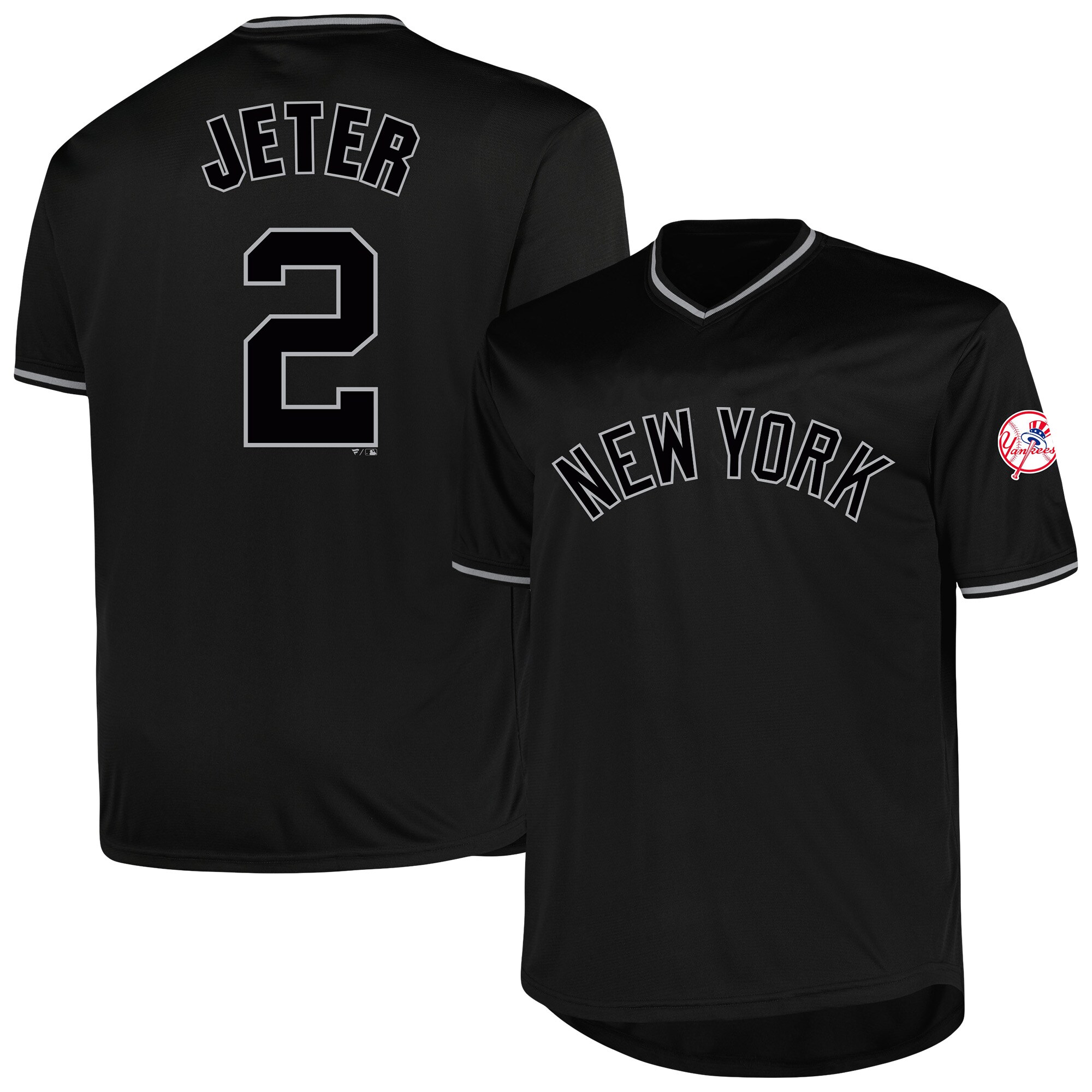 Men's New York Yankees Derek Jeter Profile Black Big & Tall Pop Fashion Player Jersey 
