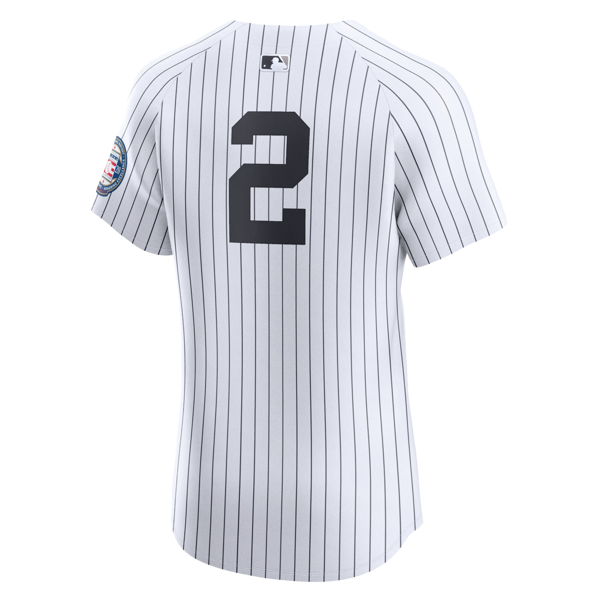 Alternative view of Men's New York Yankees Derek Jeter White Home 2020 Hall of Fame Induction Patch Elite Player Jersey 