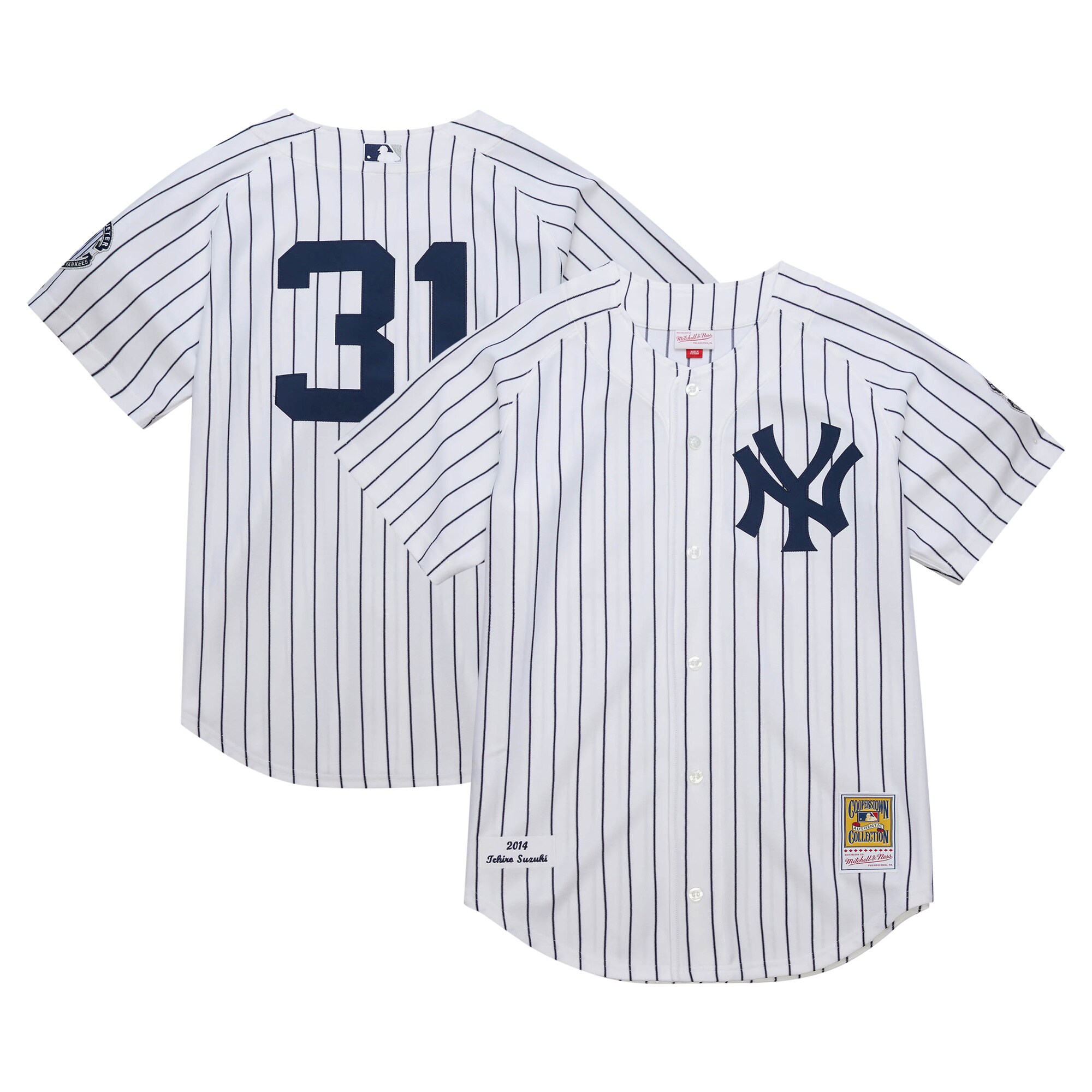 Men's New York Yankees Ichiro Suzuki Mitchell & Ness White 2014 Cooperstown Collection Throwback Jersey 