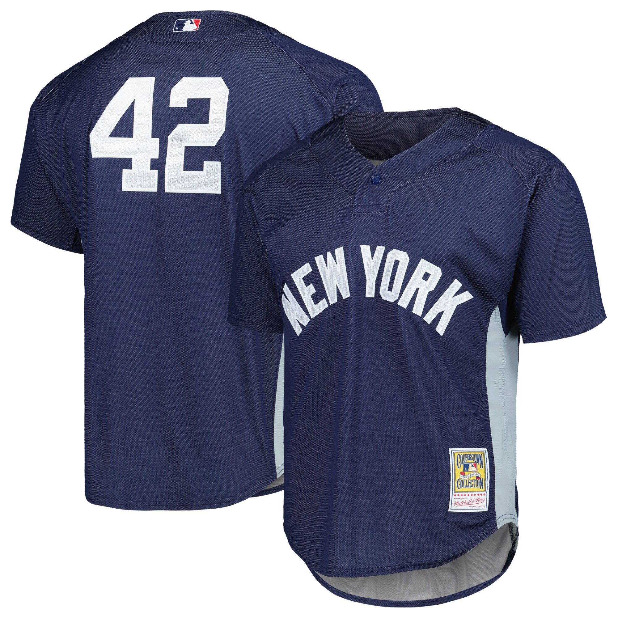 Men's New York Yankees Mariano Rivera Mitchell & Ness Navy Cooperstown Collection 2009 Batting Practice Jersey 