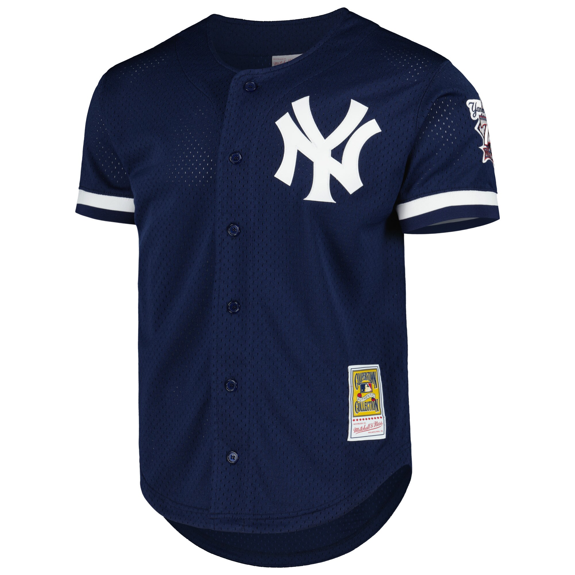 Alternative view of Men's New York Yankees Mariano Rivera Mitchell & Ness Navy Cooperstown Collection Mesh Batting Practice Button-Up Jersey 