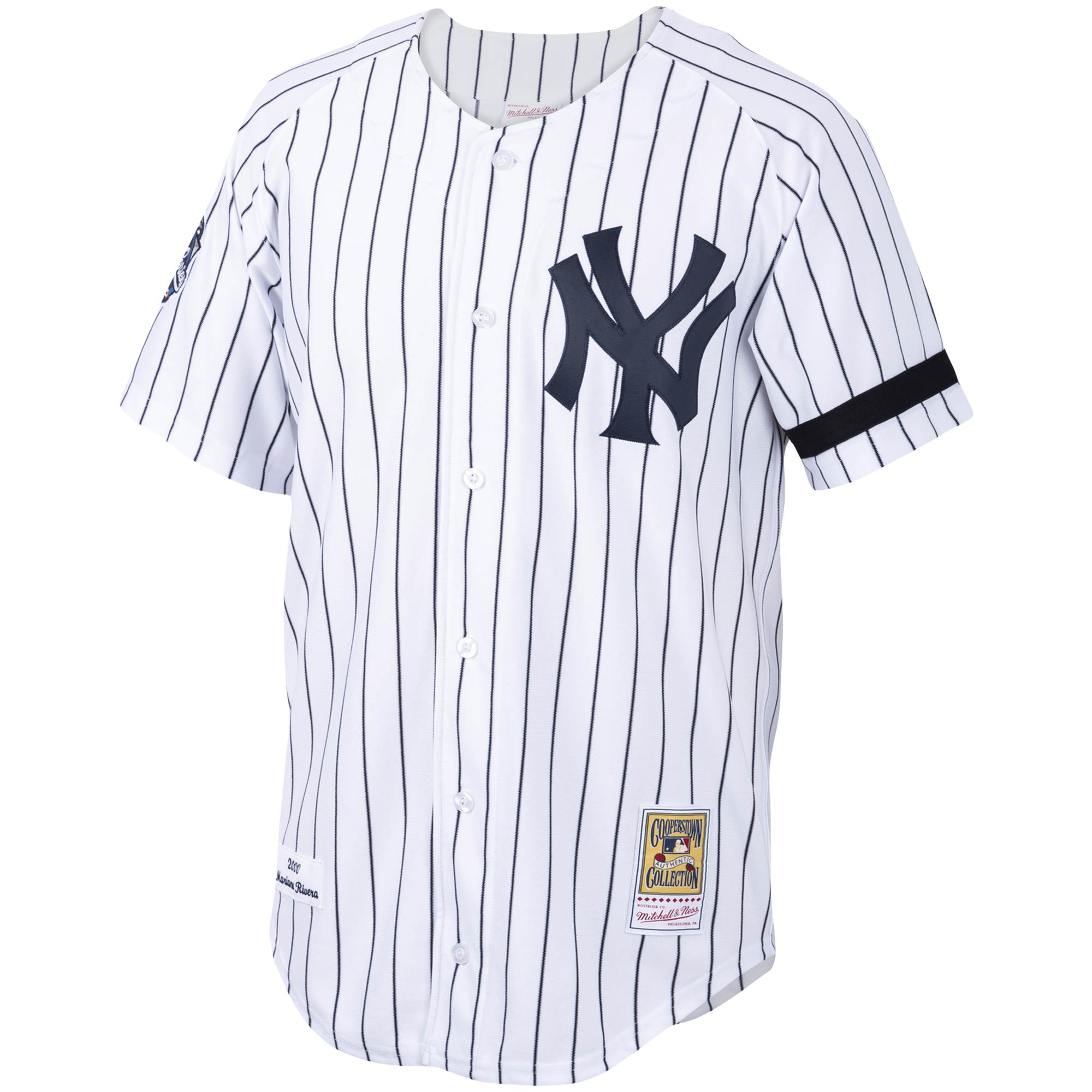 Alternative view of Men's New York Yankees Mariano Rivera Mitchell & Ness White/Navy Home 2000 Cooperstown Collection Jersey 