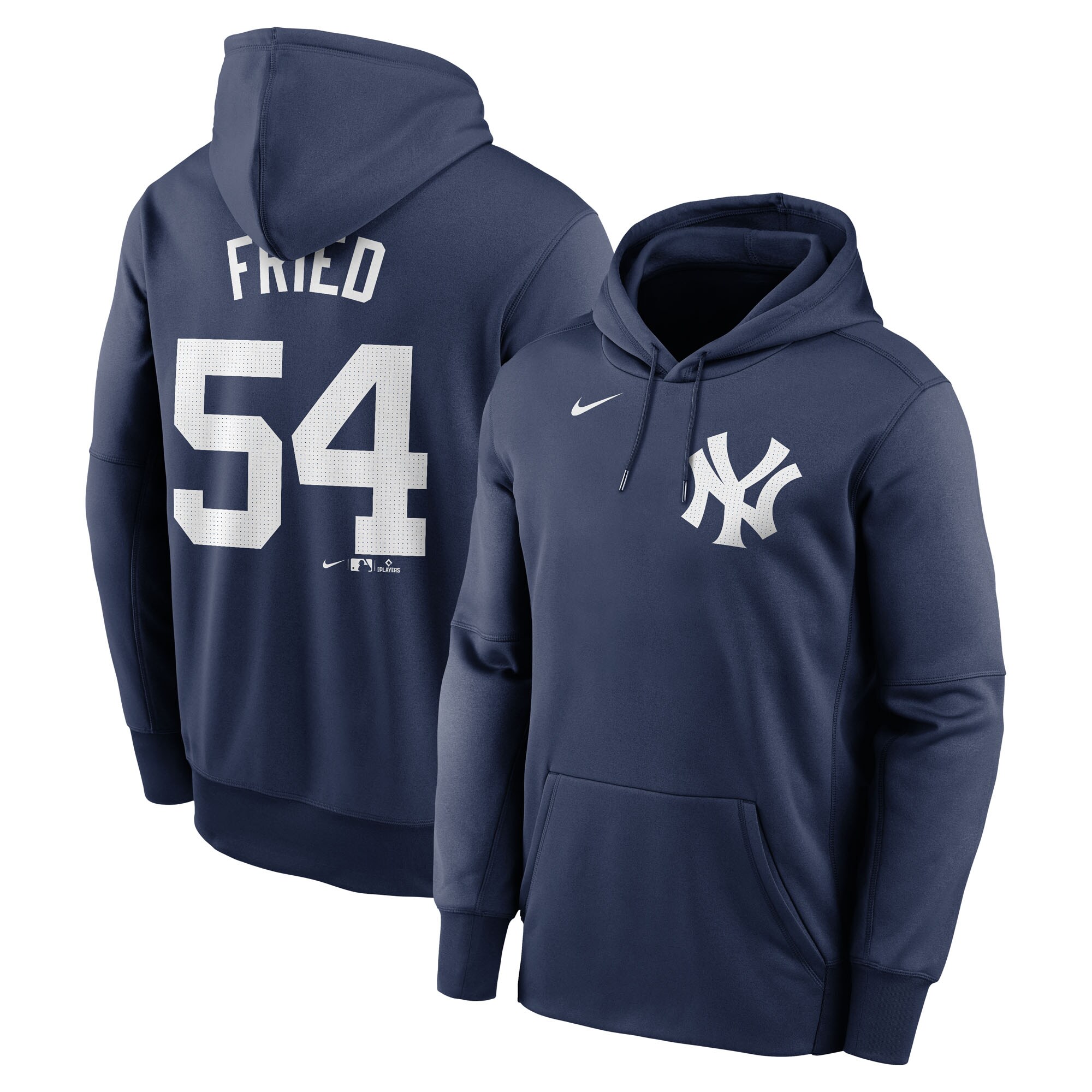 Men's New York Yankees Max Fried Navy Name & Number Pullover Custom Hoodie