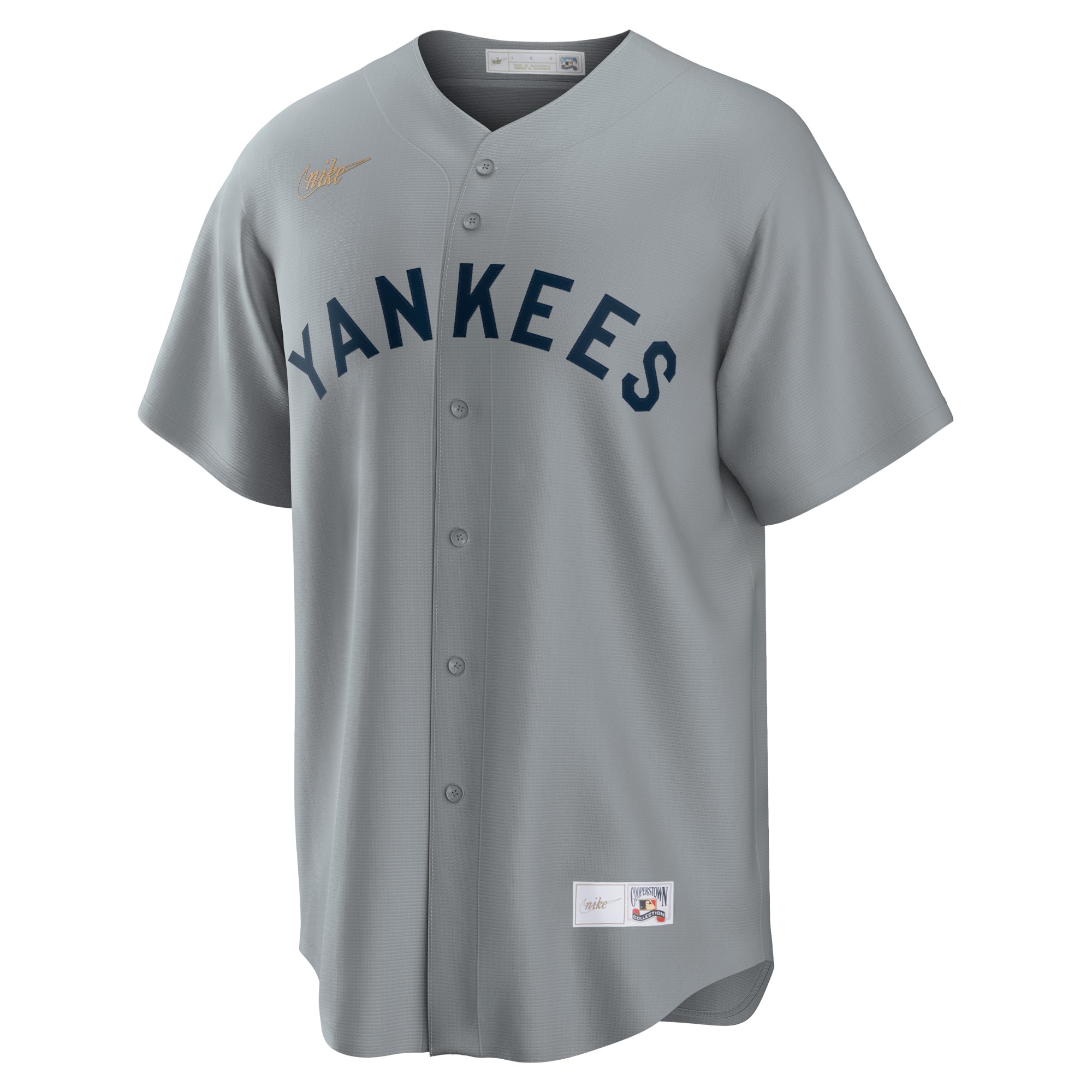 Alternative view of Men's New York Yankees Mickey Mantle Gray Road Cooperstown Collection Player Jersey 