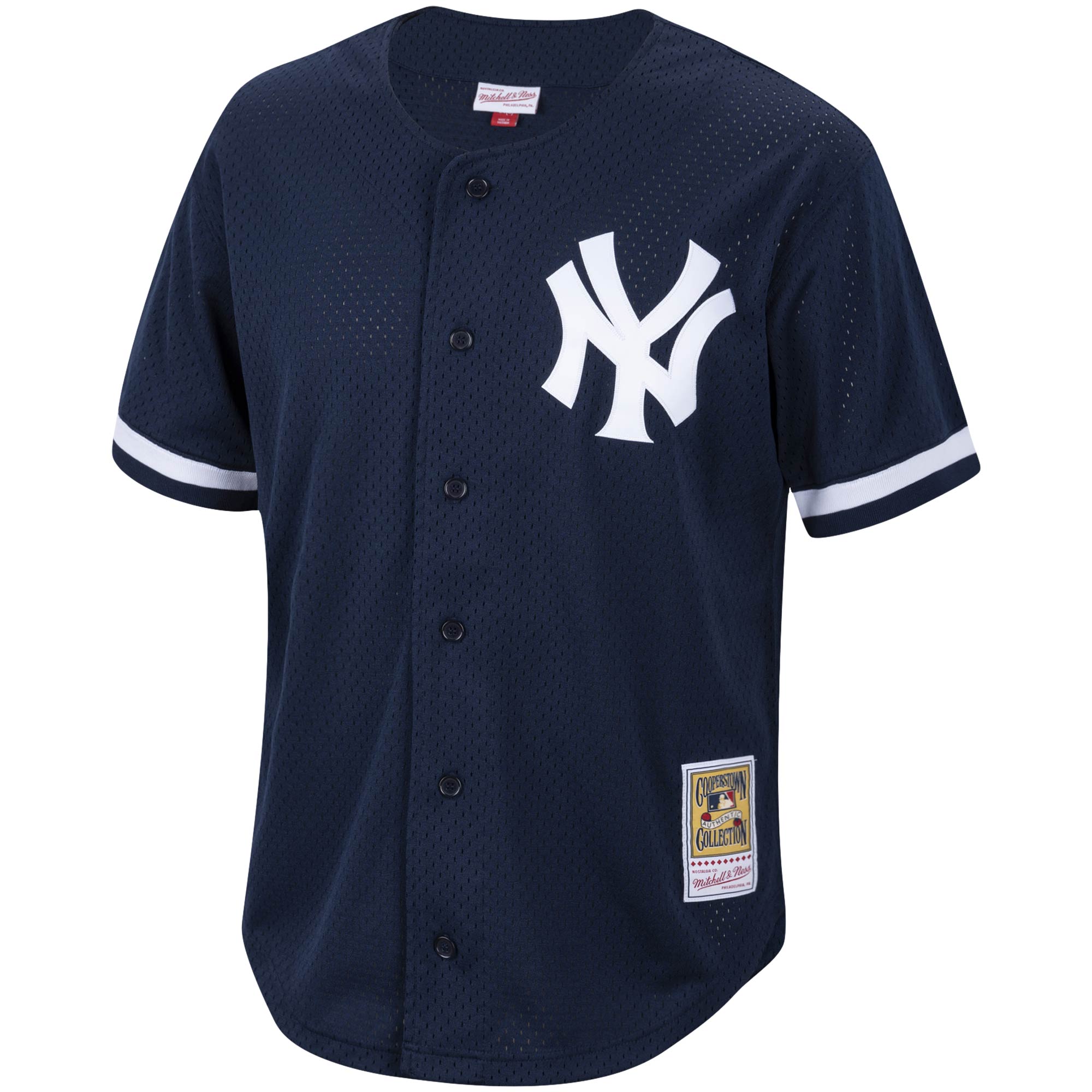 Alternative view of Men's New York Yankees Reggie Jackson Mitchell & Ness Navy Cooperstown Collection Mesh Batting Practice Button-Up Jersey 